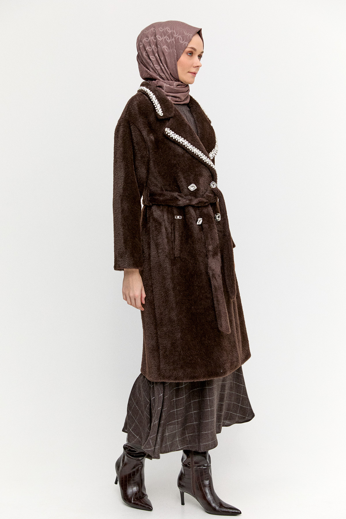 Taş Detaylı Angora Kaban, Tesettür Giyim