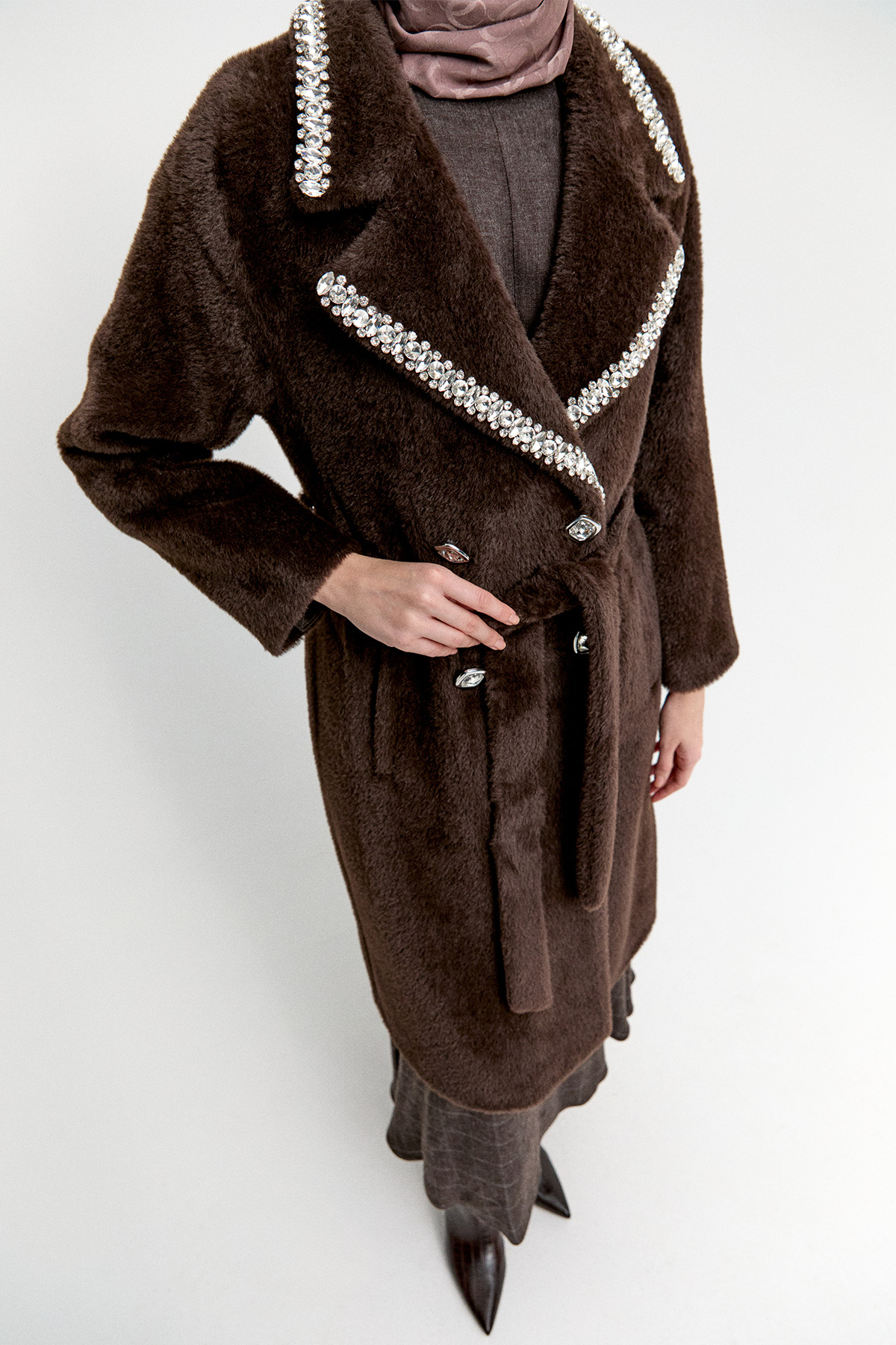 Taş Detaylı Angora Kaban, Tesettür Giyim