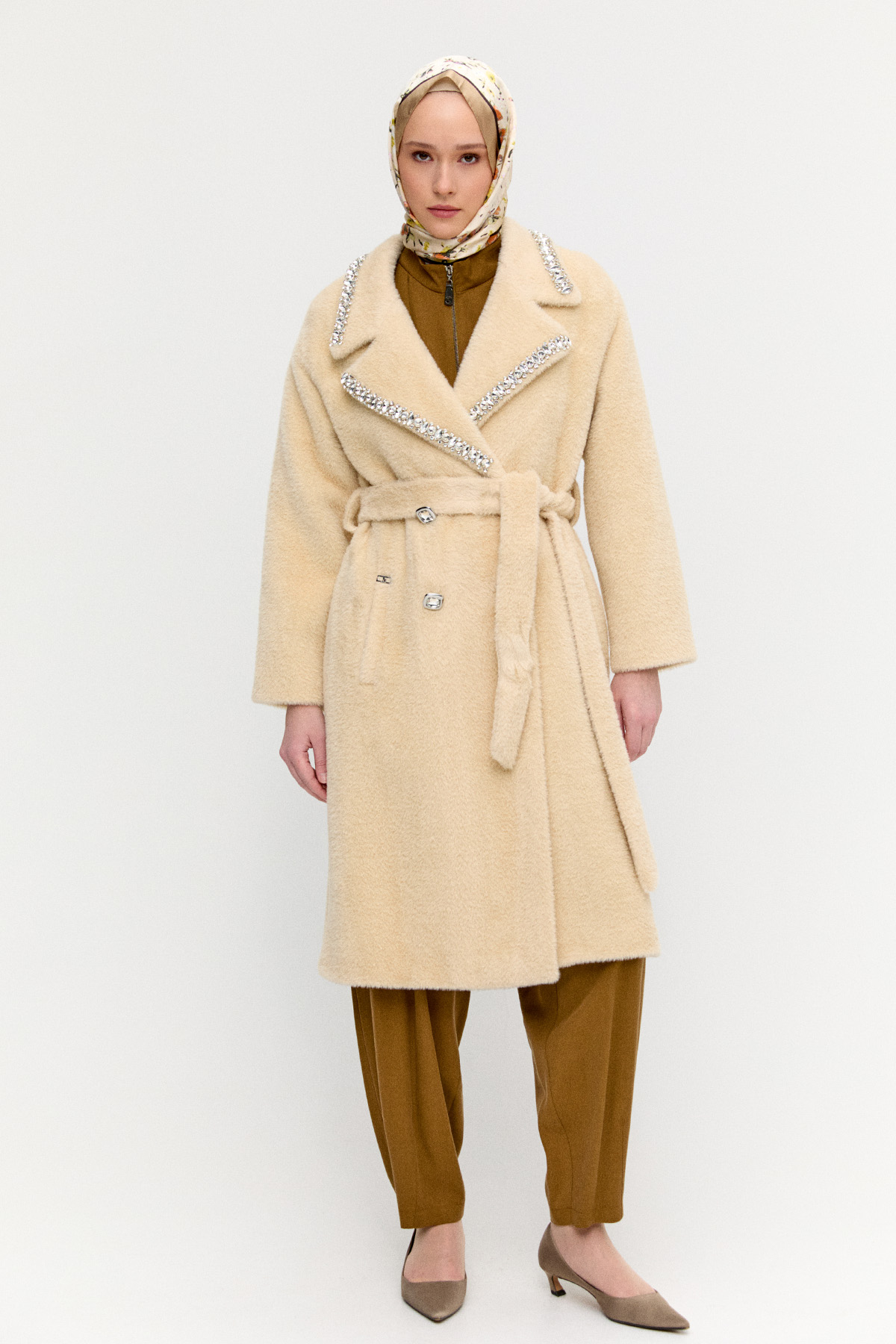 Taş Detaylı Angora Kaban, Tesettür Giyim