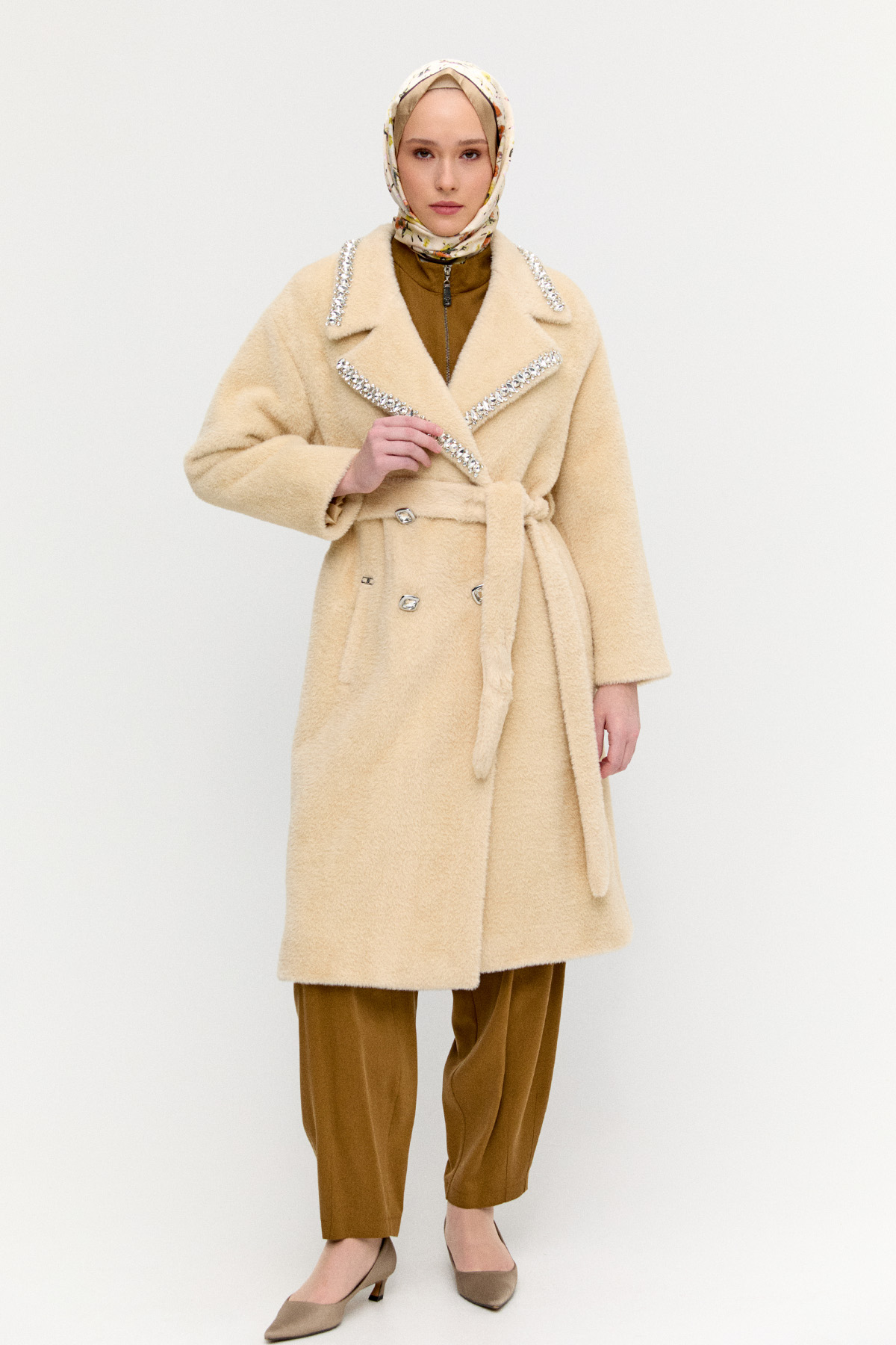 Taş Detaylı Angora Kaban, Tesettür Giyim