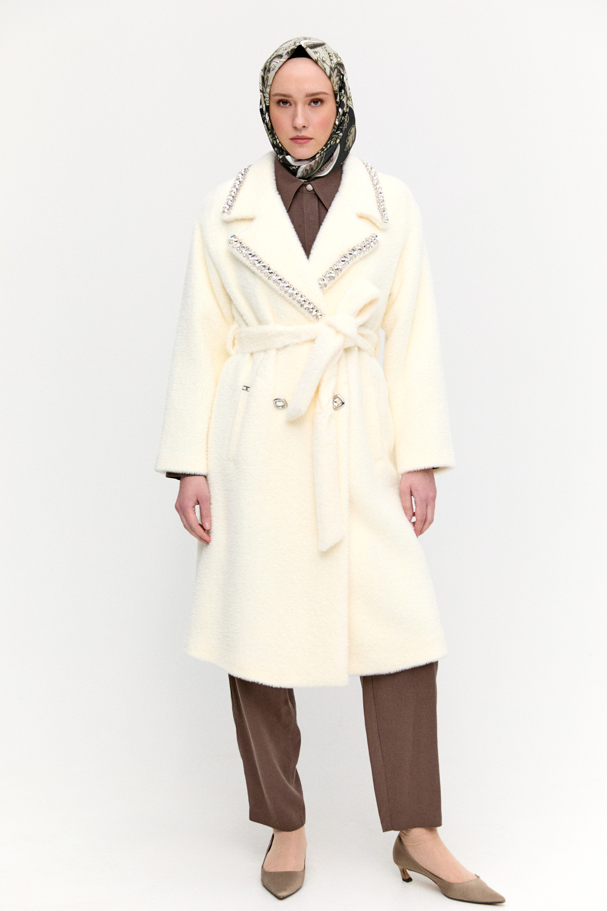 Taş Detaylı Angora Kaban, Tesettür Giyim