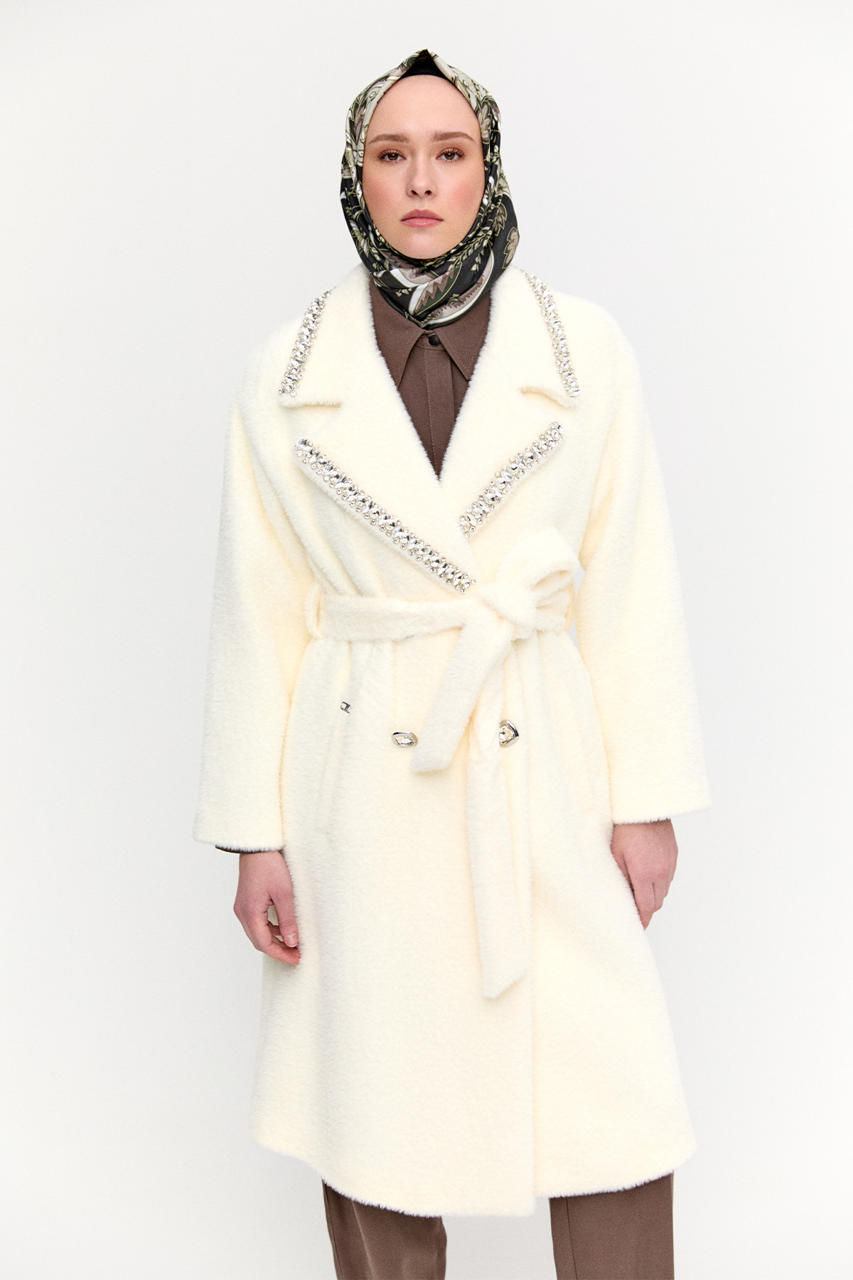 Taş Detaylı Angora Kaban, Tesettür Giyim