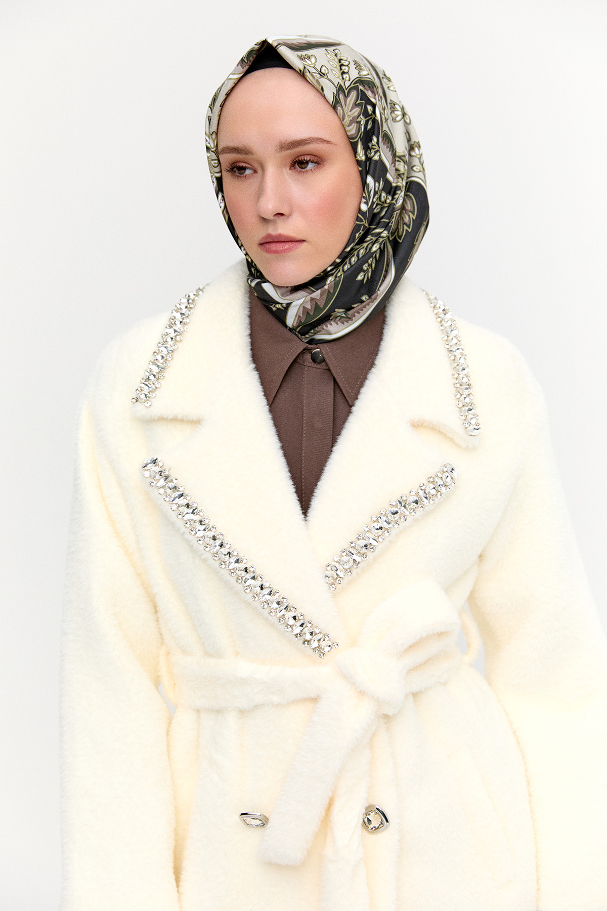 Taş Detaylı Angora Kaban, Tesettür Giyim