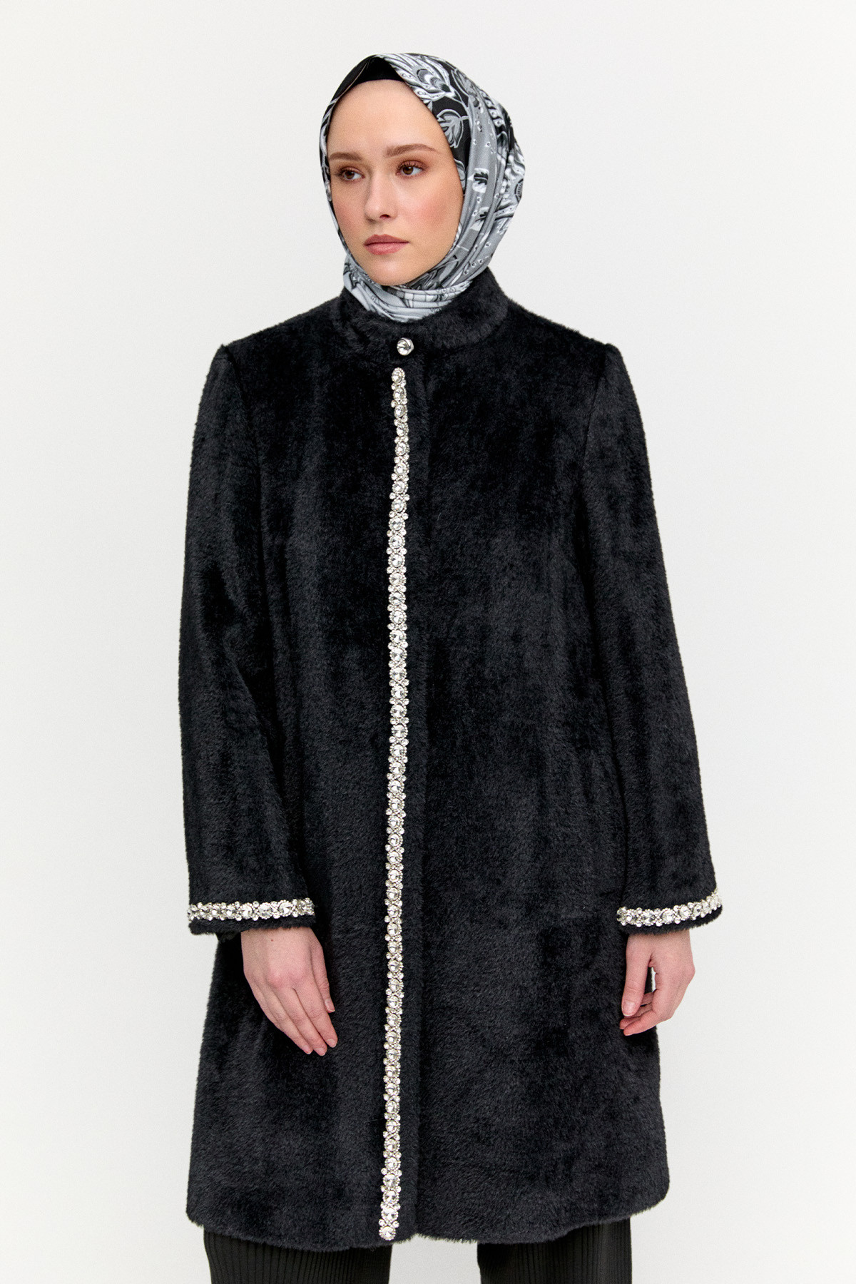 Taş Detaylı Angora Kaban, Tesettür Giyim