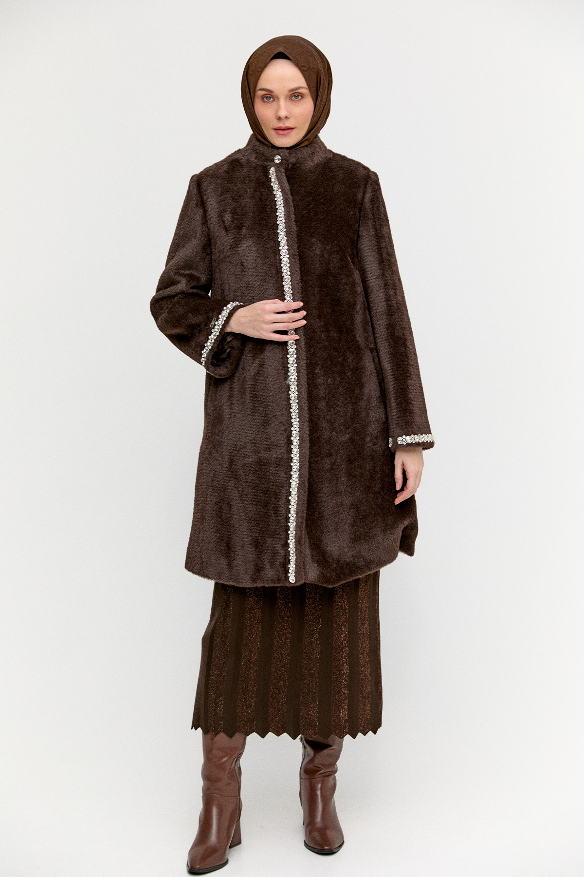 Taş Detaylı Angora Kaban, Tesettür Giyim
