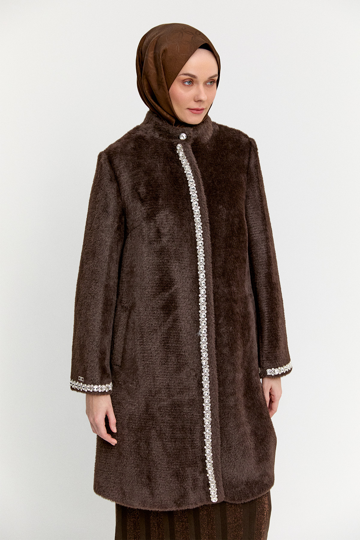 Taş Detaylı Angora Kaban, Tesettür Giyim