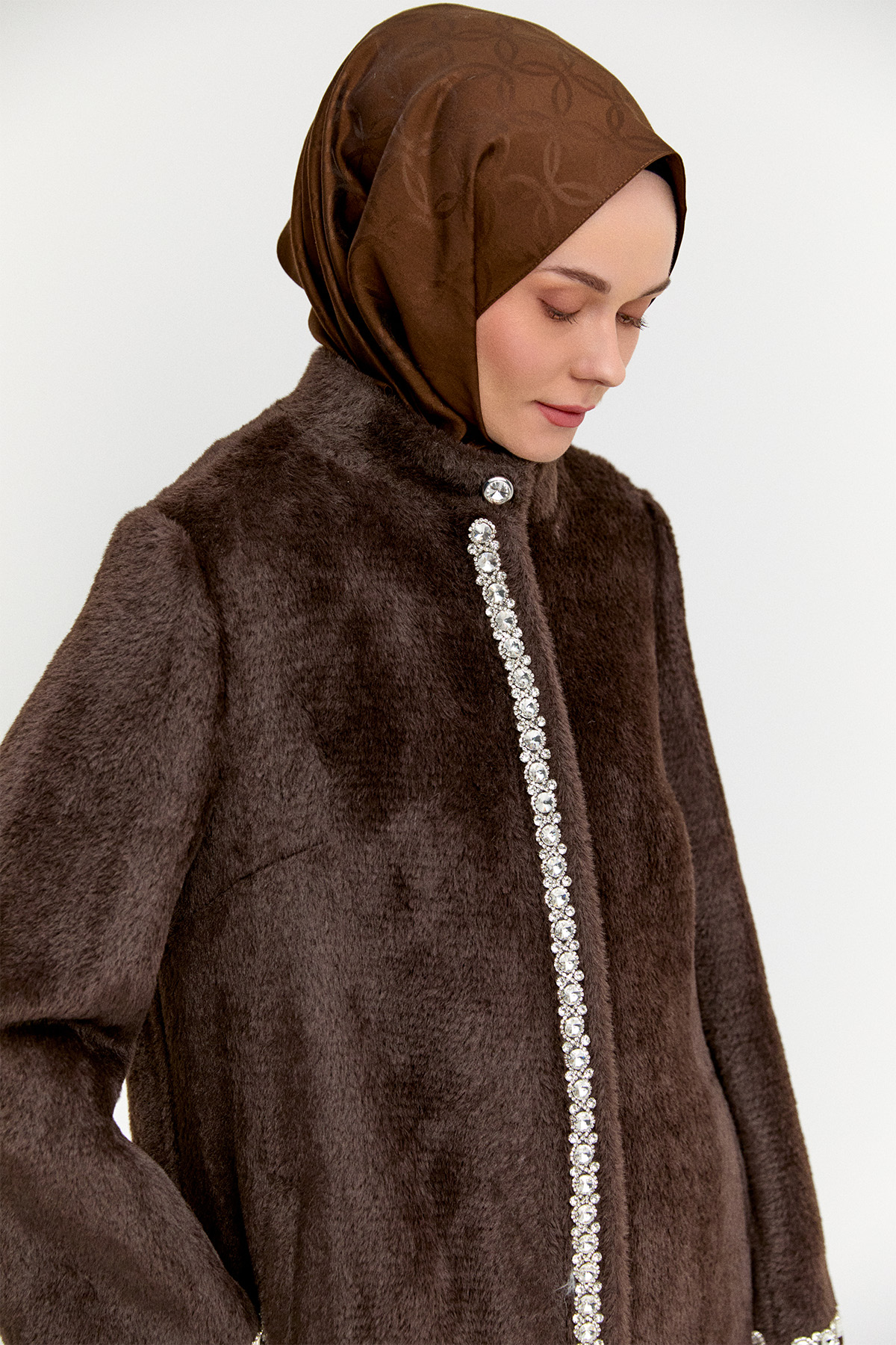Taş Detaylı Angora Kaban, Tesettür Giyim