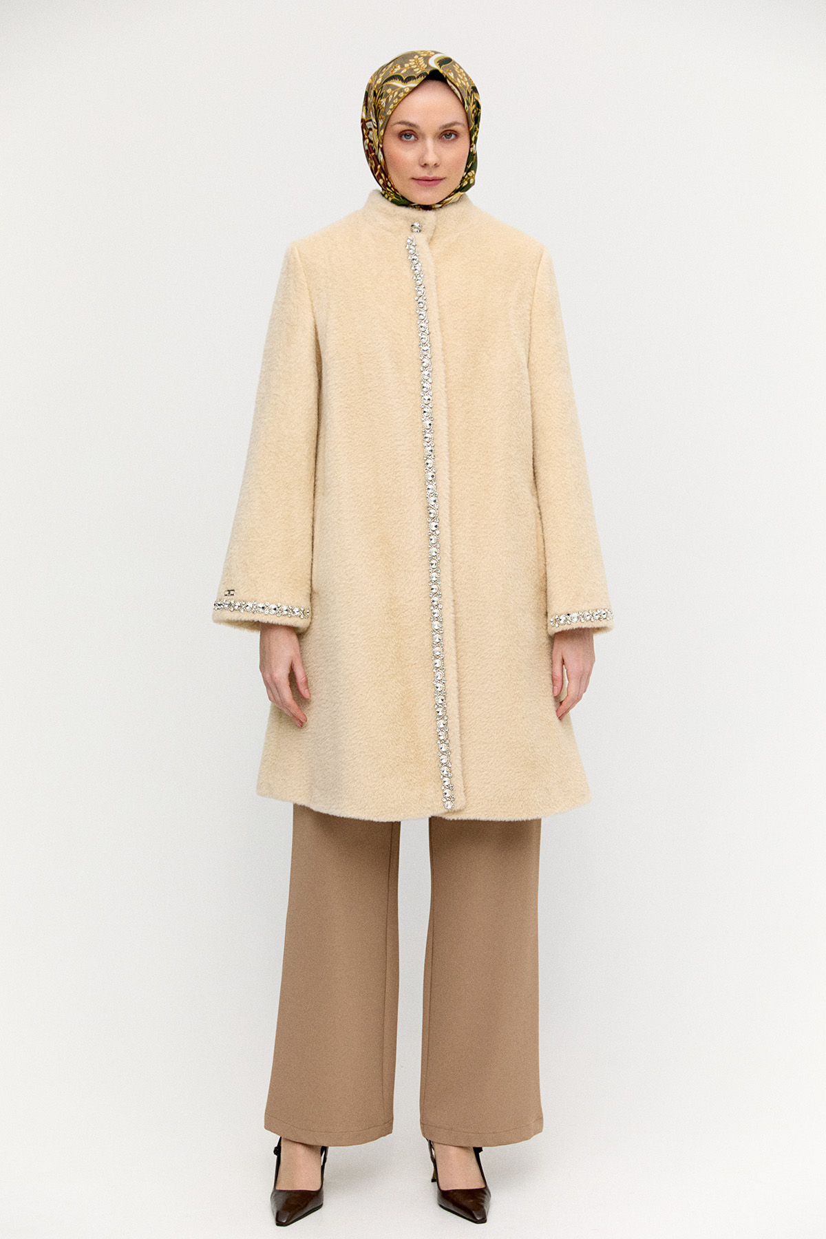 Taş Detaylı Angora Kaban, Tesettür Giyim