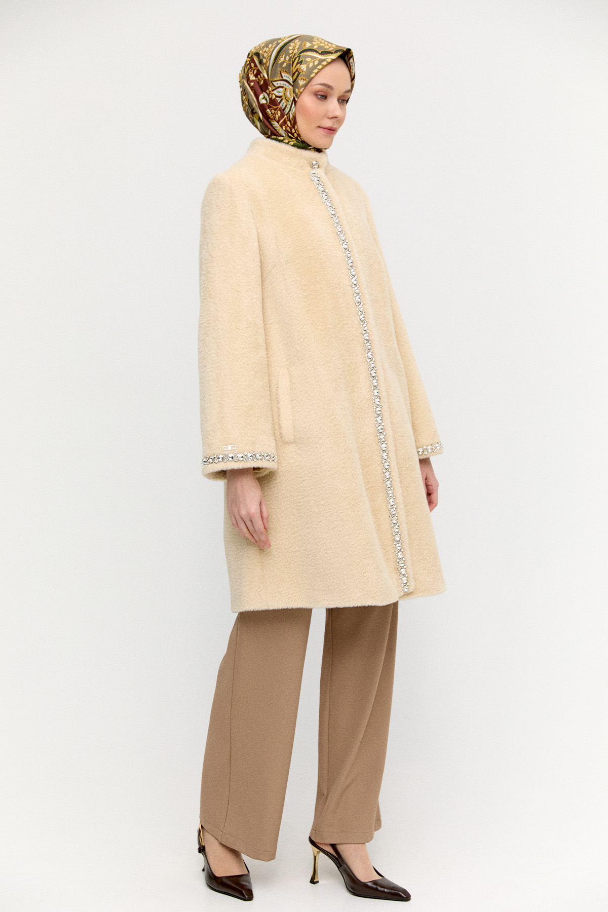 Taş Detaylı Angora Kaban, Tesettür Giyim