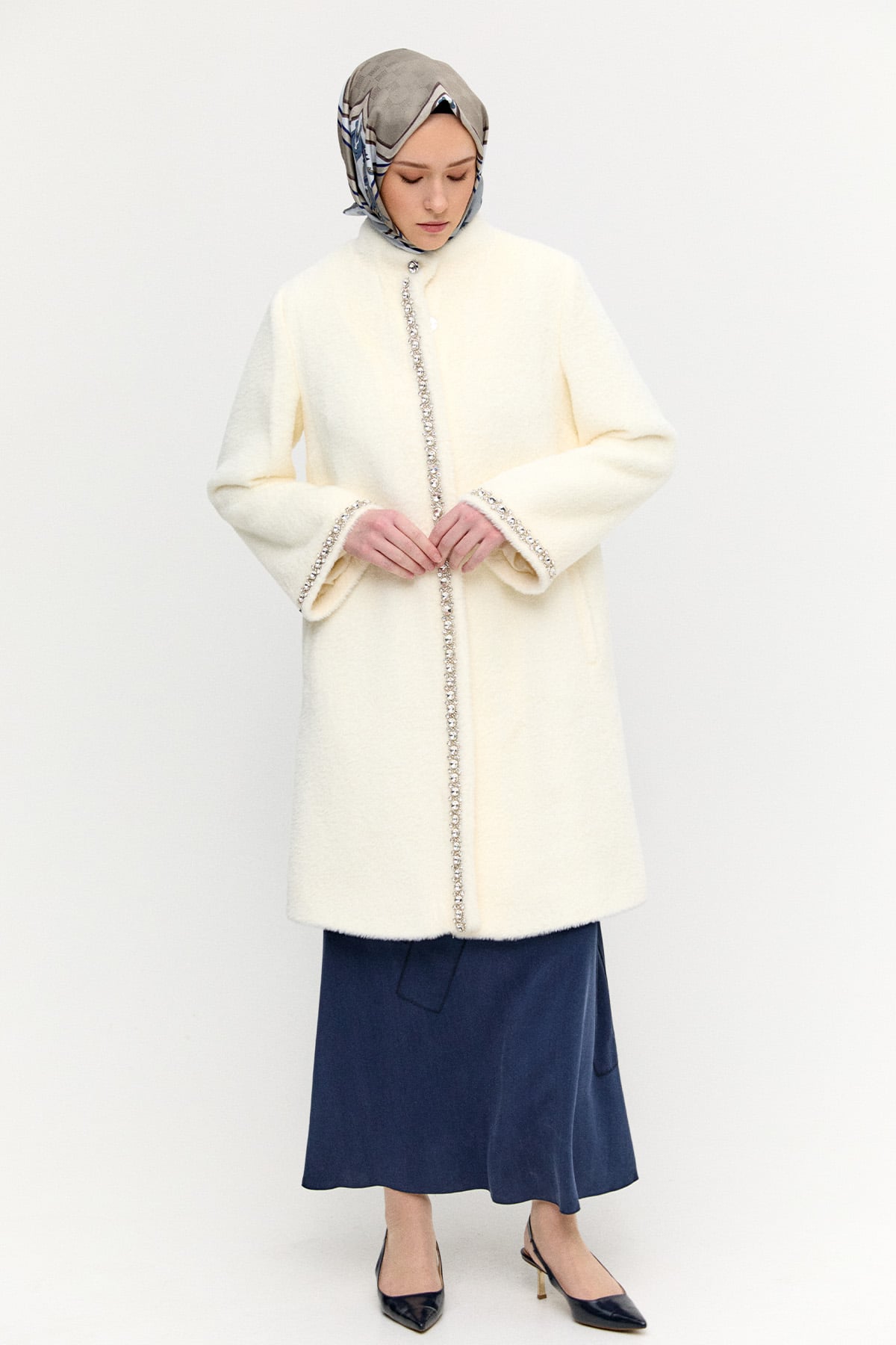 Taş Detaylı Angora Kaban, Tesettür Giyim