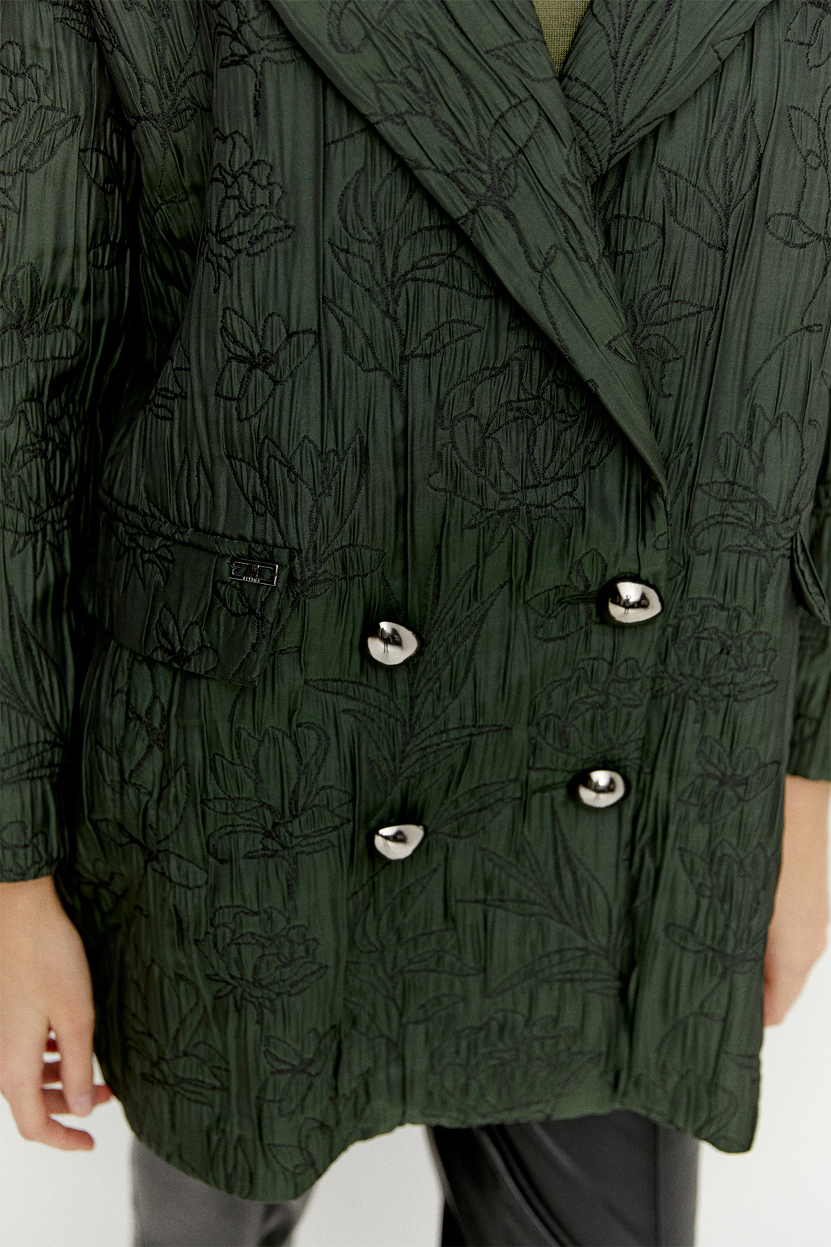 Çiçek Desenli Kruvaze Oversize Kap