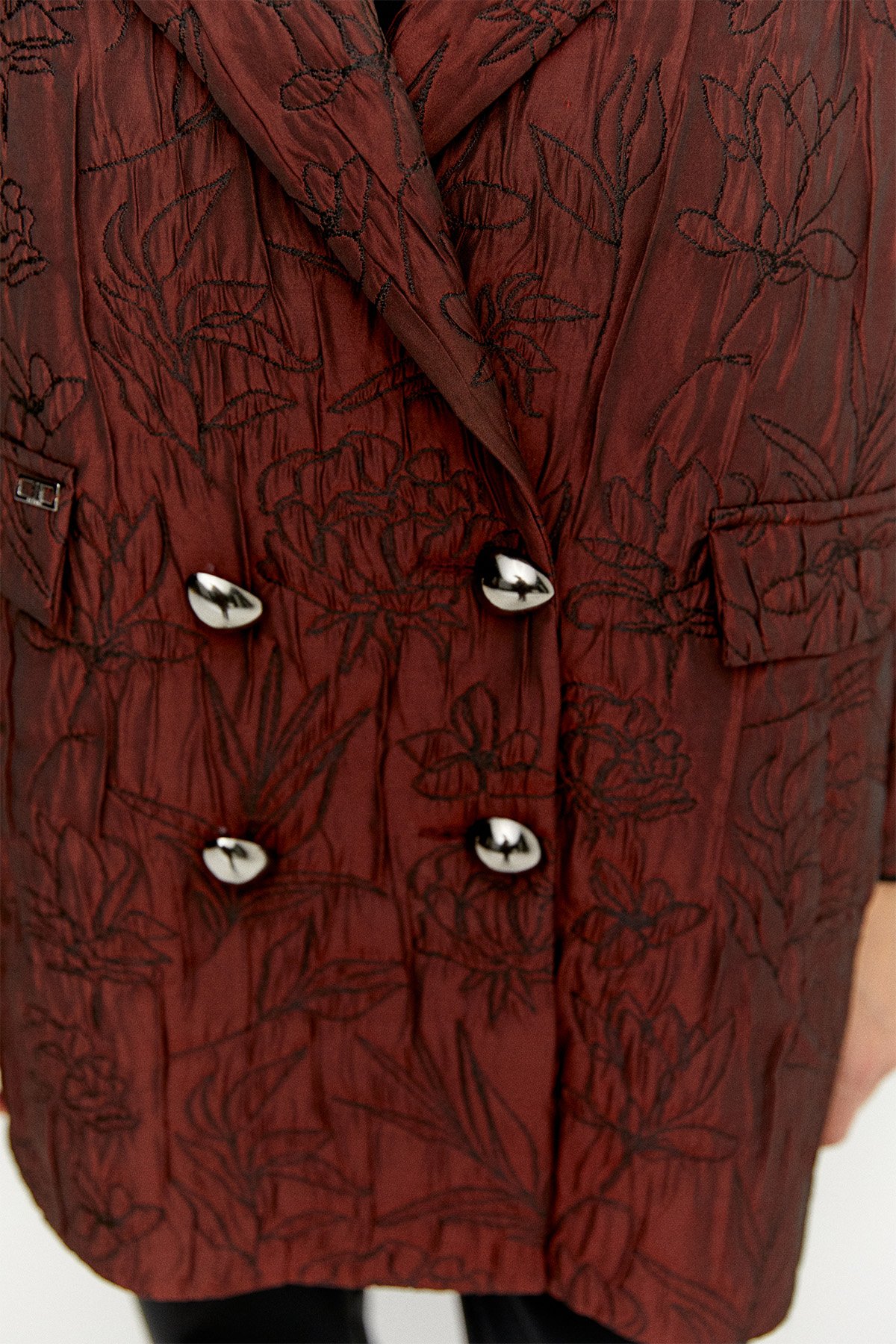 Çiçek Desenli Kruvaze Oversize Kap