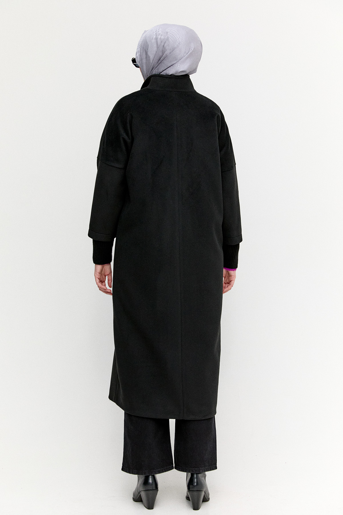 Yüksek Yakalı Kaşe Kaban, Tesettür Giyim