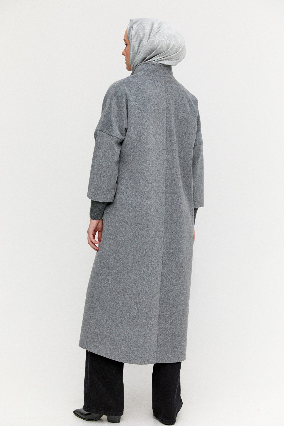 Yüksek Yakalı Kaşe Kaban, Tesettür Giyim