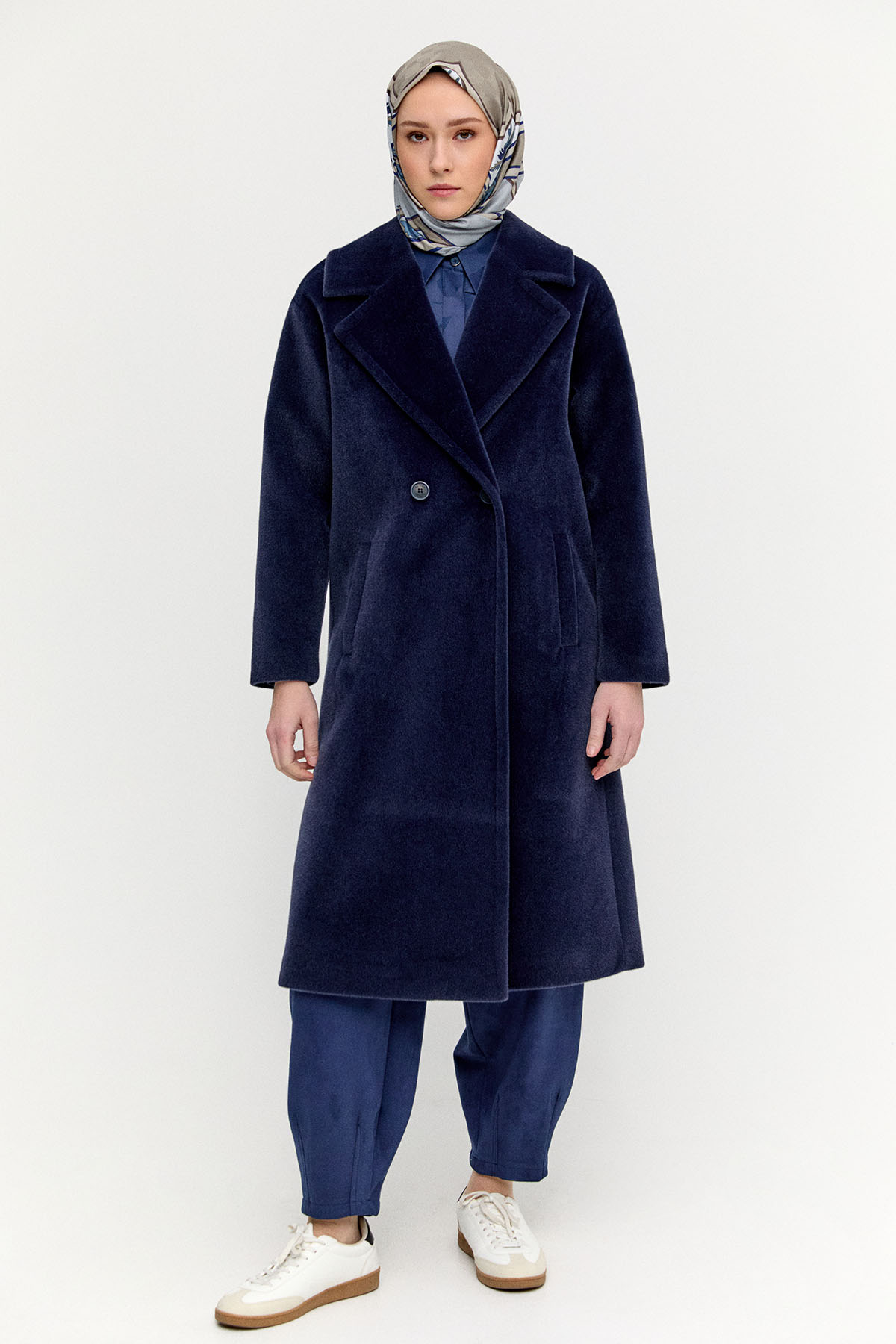 Melanjlı Fileto Cepli Kaban, Tesettür Giyim
