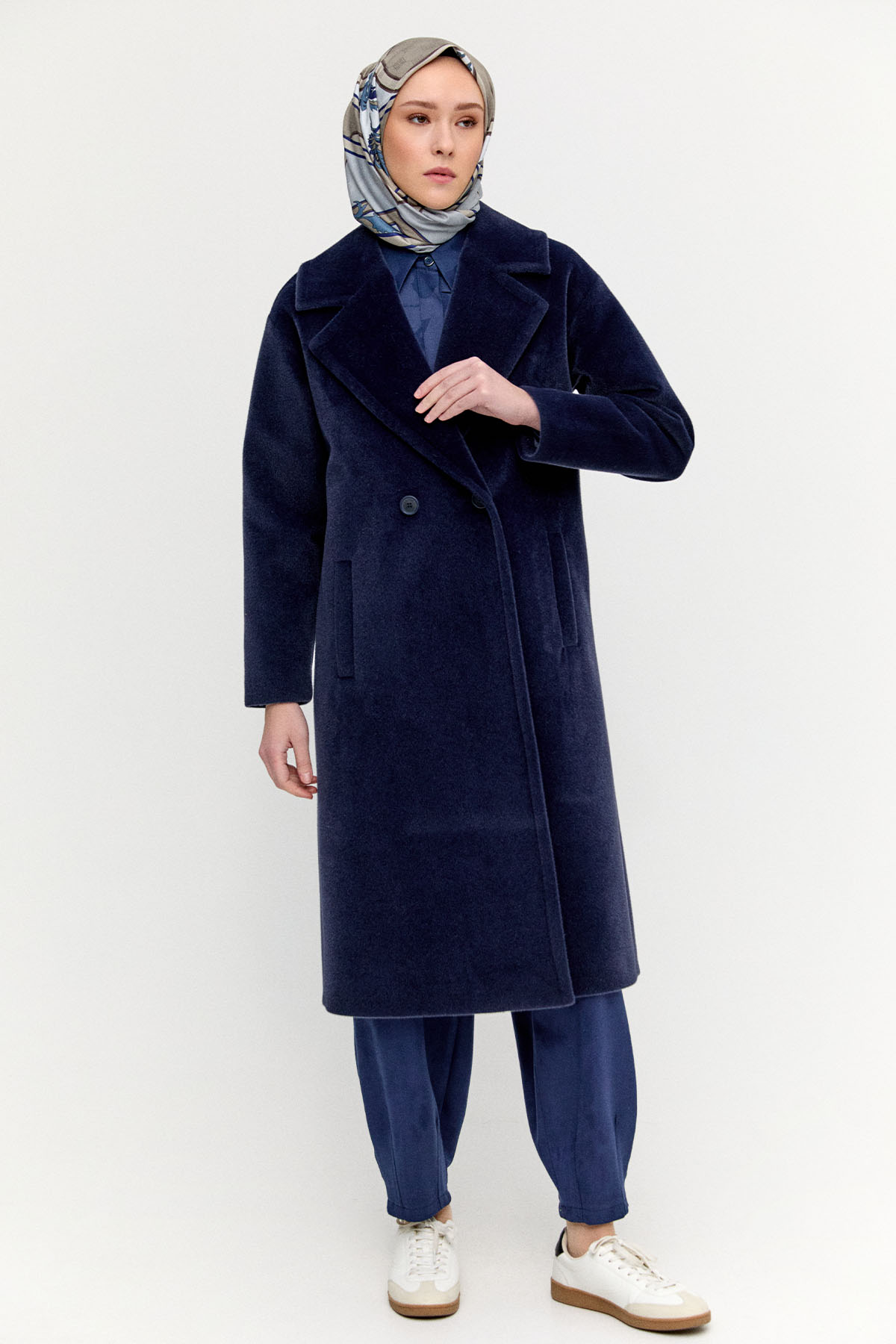 Melanjlı Fileto Cepli Kaban, Tesettür Giyim