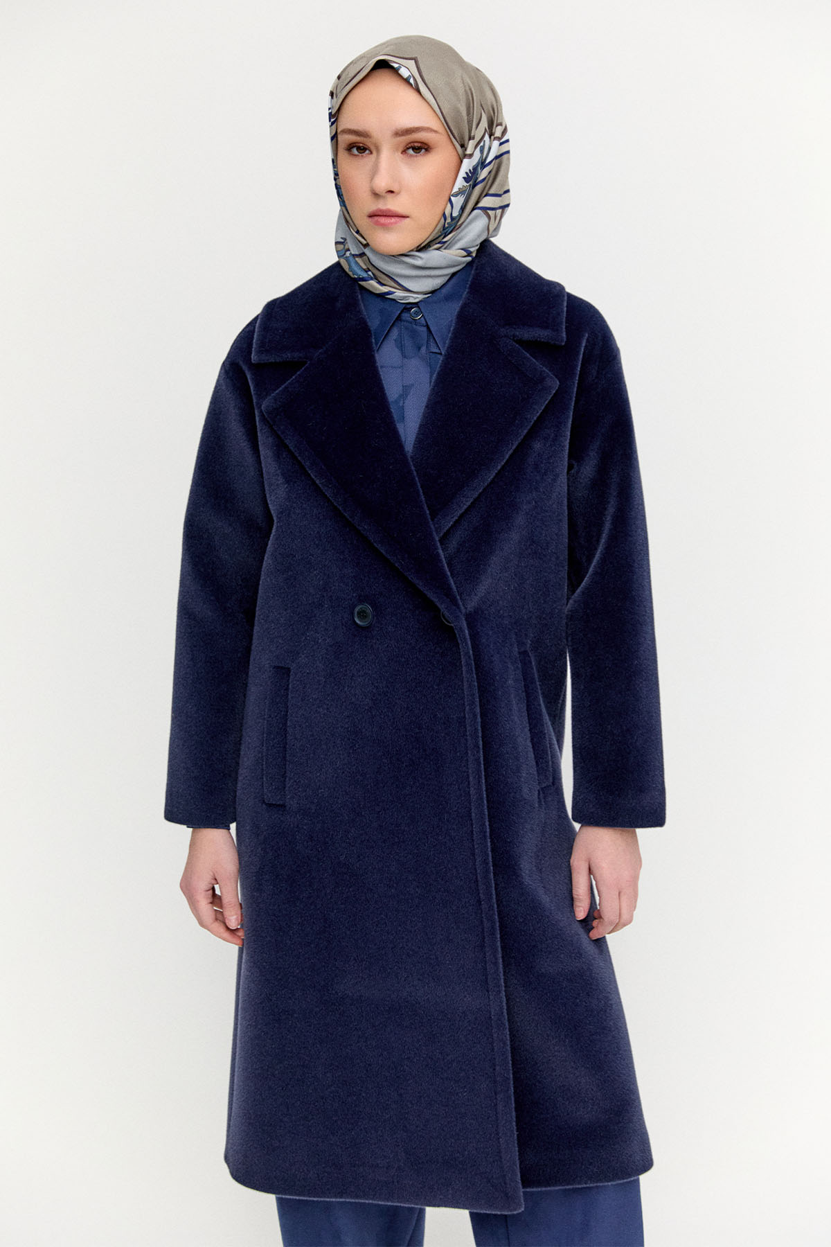 Melanjlı Fileto Cepli Kaban, Tesettür Giyim