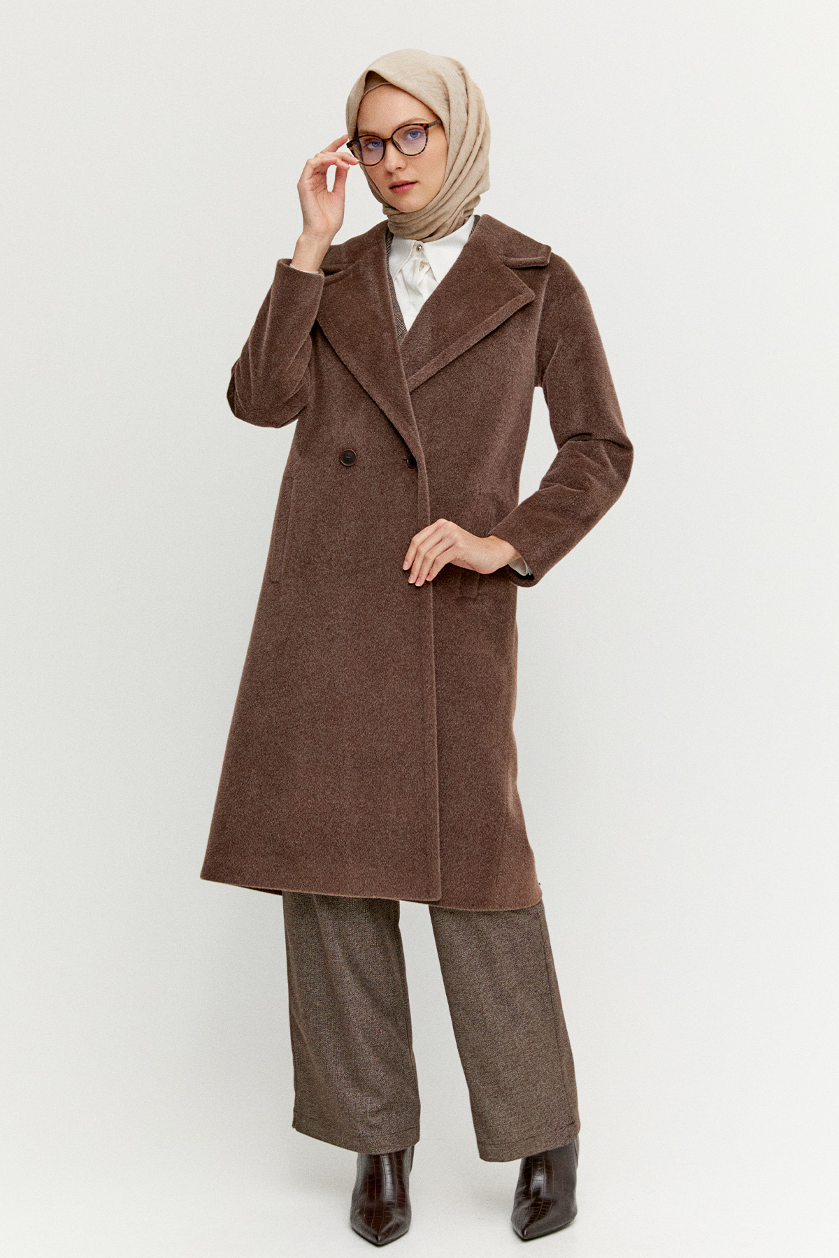 Melanjlı Fileto Cepli Kaban, Tesettür Giyim