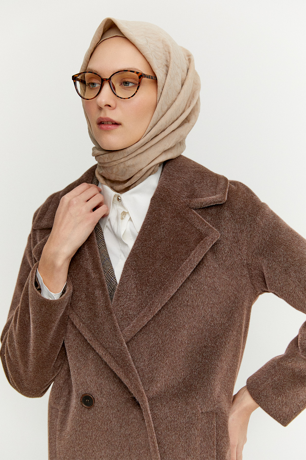 Melanjlı Fileto Cepli Kaban, Tesettür Giyim