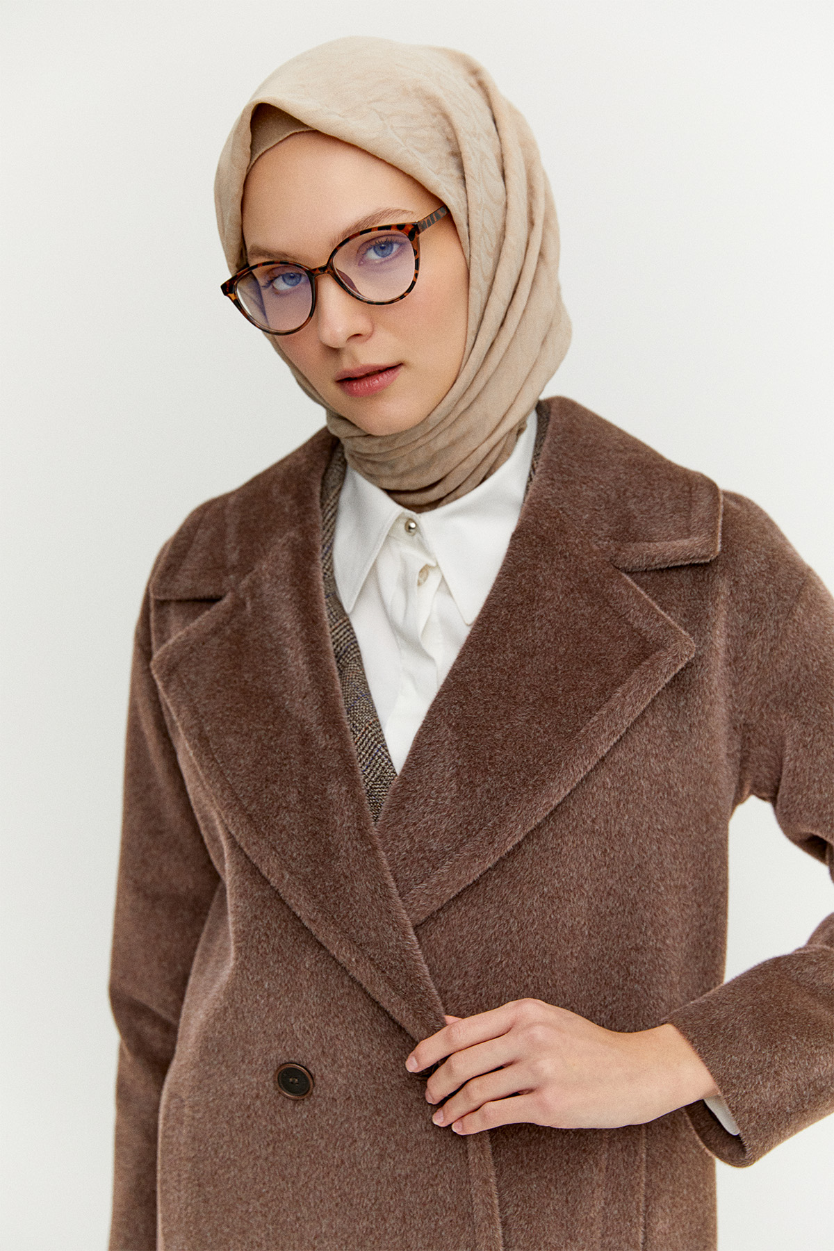 Melanjlı Fileto Cepli Kaban, Tesettür Giyim