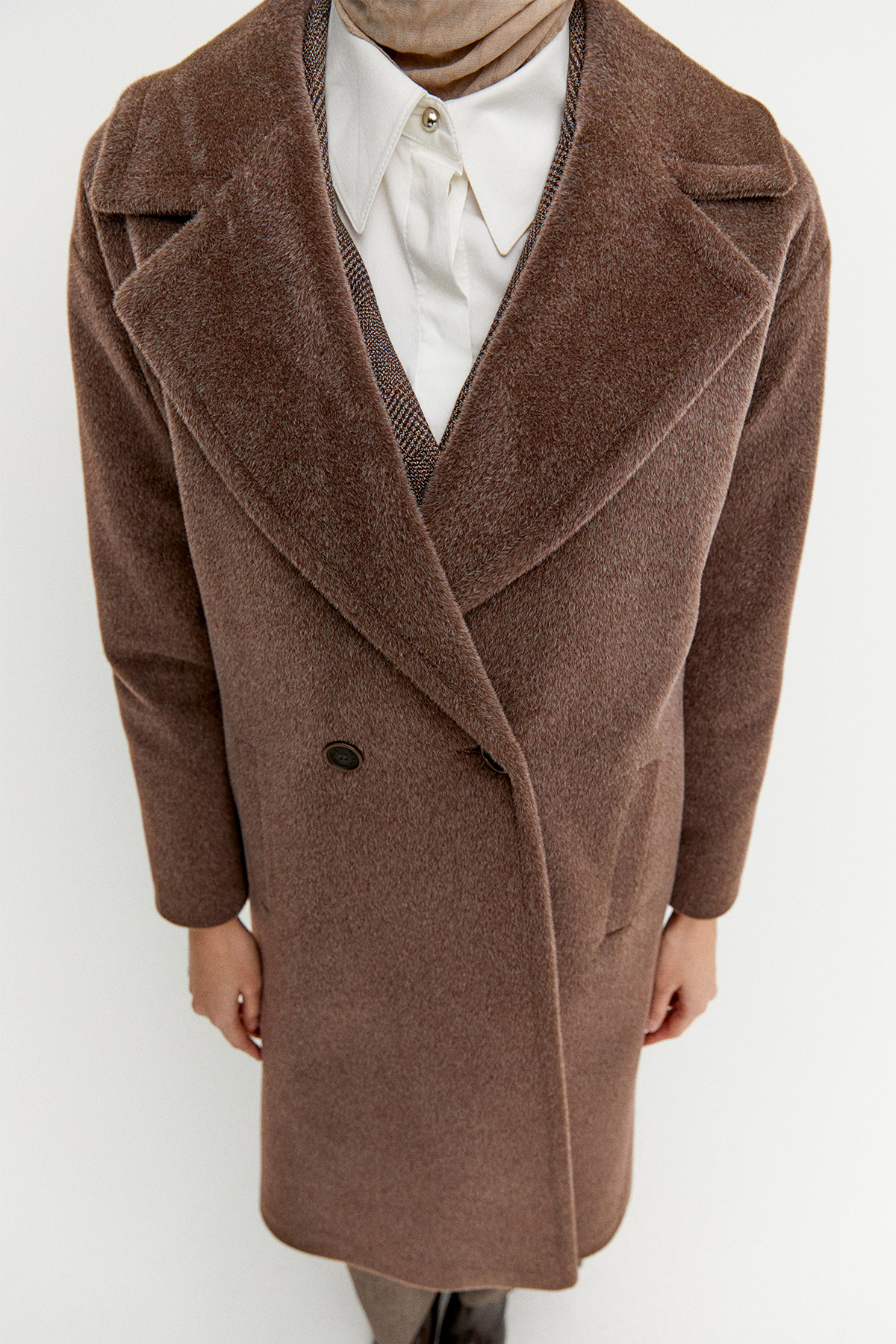 Melanjlı Fileto Cepli Kaban, Tesettür Giyim