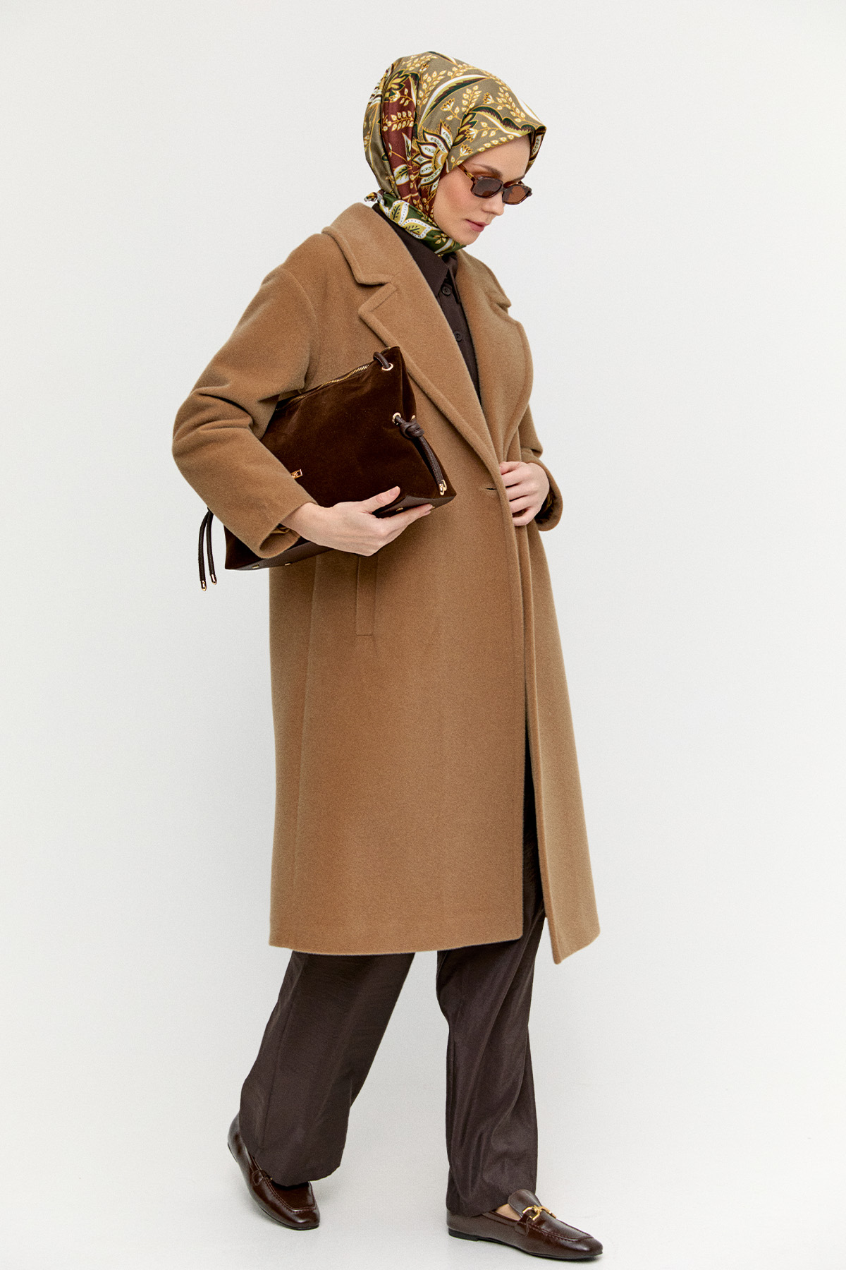 Melanjlı Fileto Cepli Kaban, Tesettür Giyim