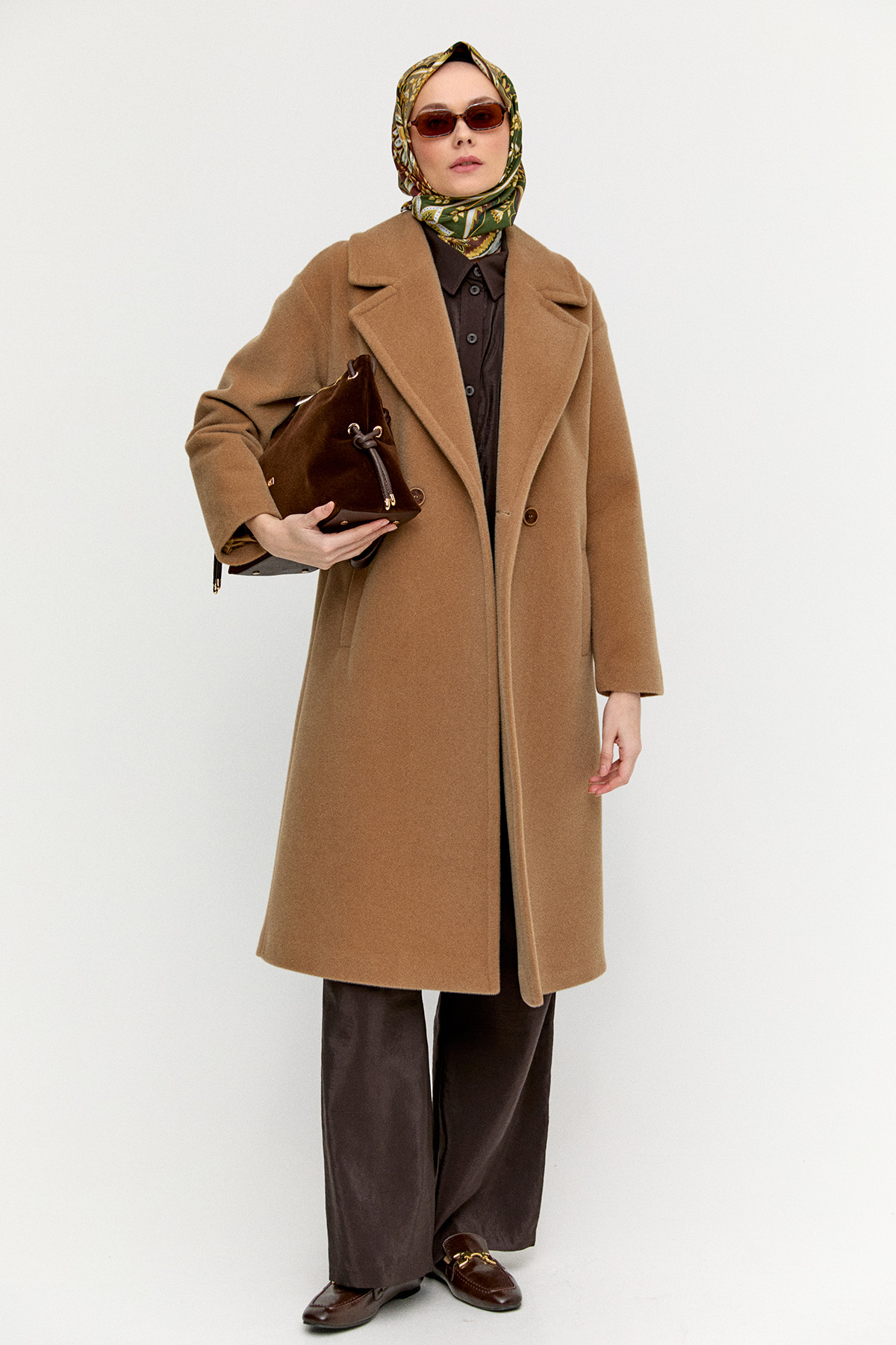 Melanjlı Fileto Cepli Kaban, Tesettür Giyim