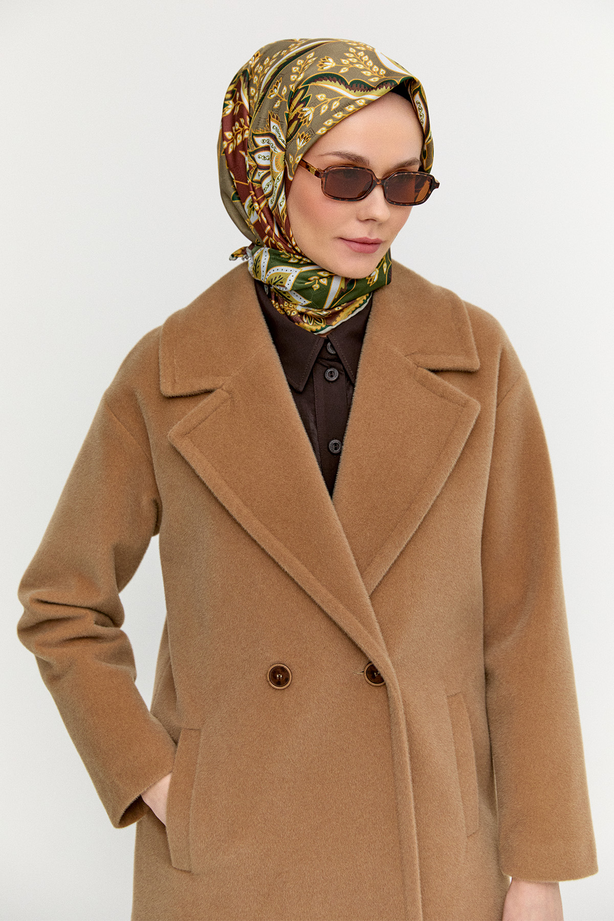 Melanjlı Fileto Cepli Kaban, Tesettür Giyim