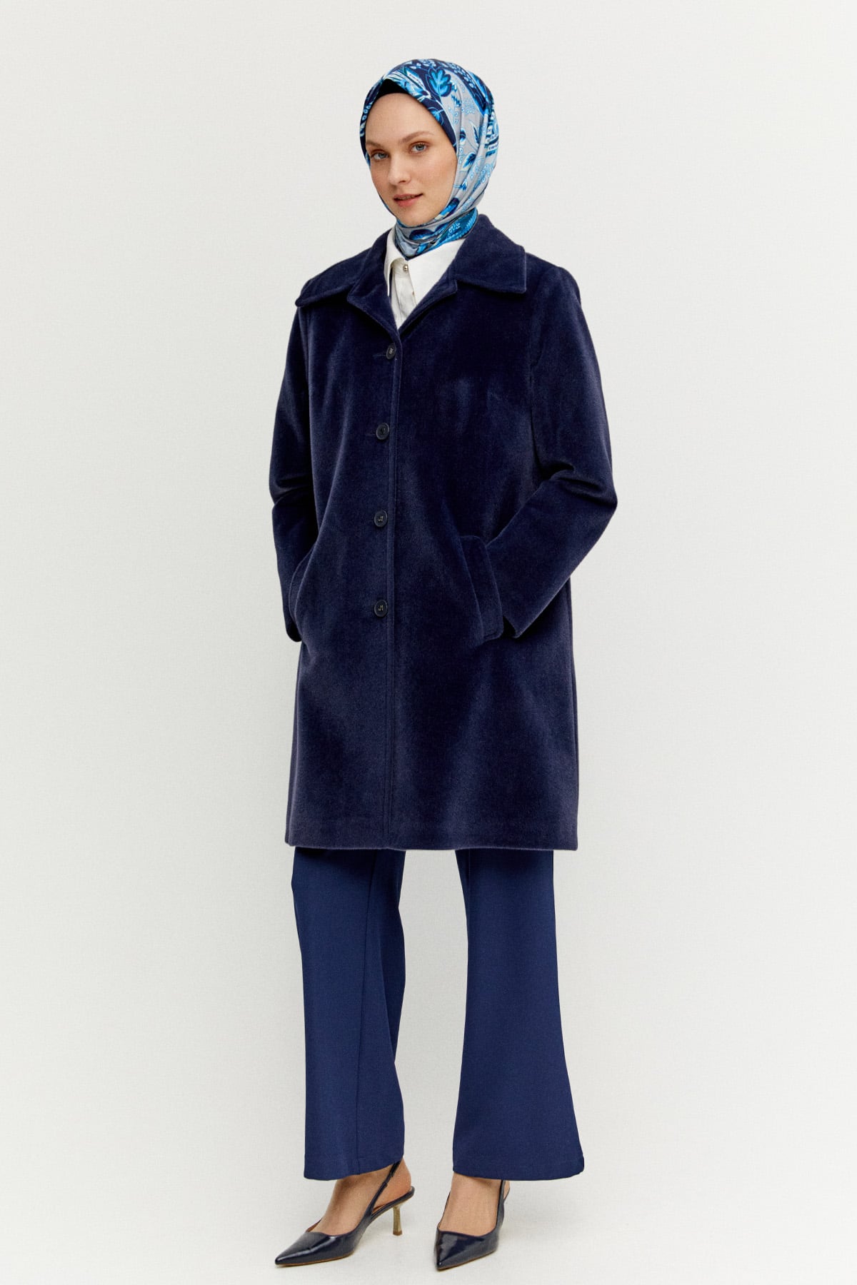 Melanjlı Kaşe Kaban Büyük Beden, Tesettür Giyim