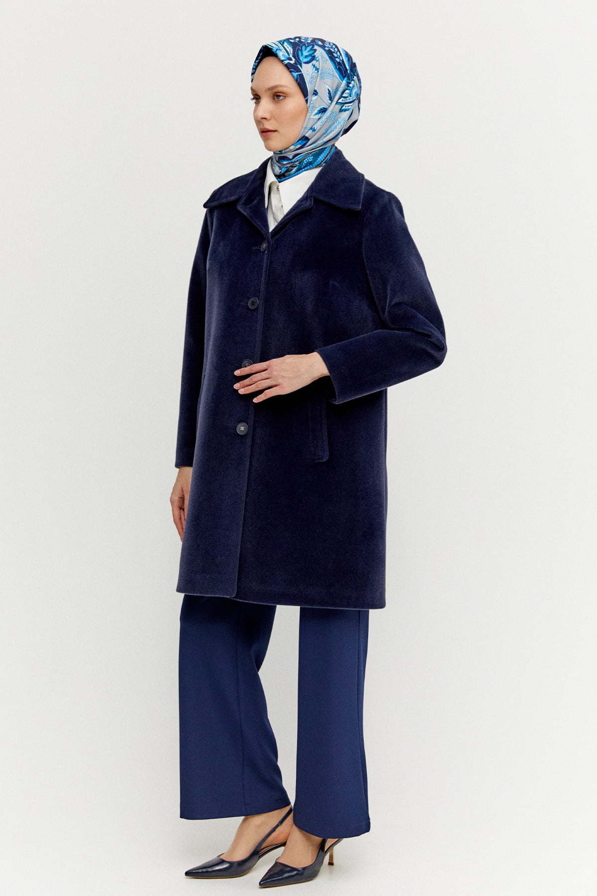 Melanjlı Kaşe Kaban Büyük Beden, Tesettür Giyim