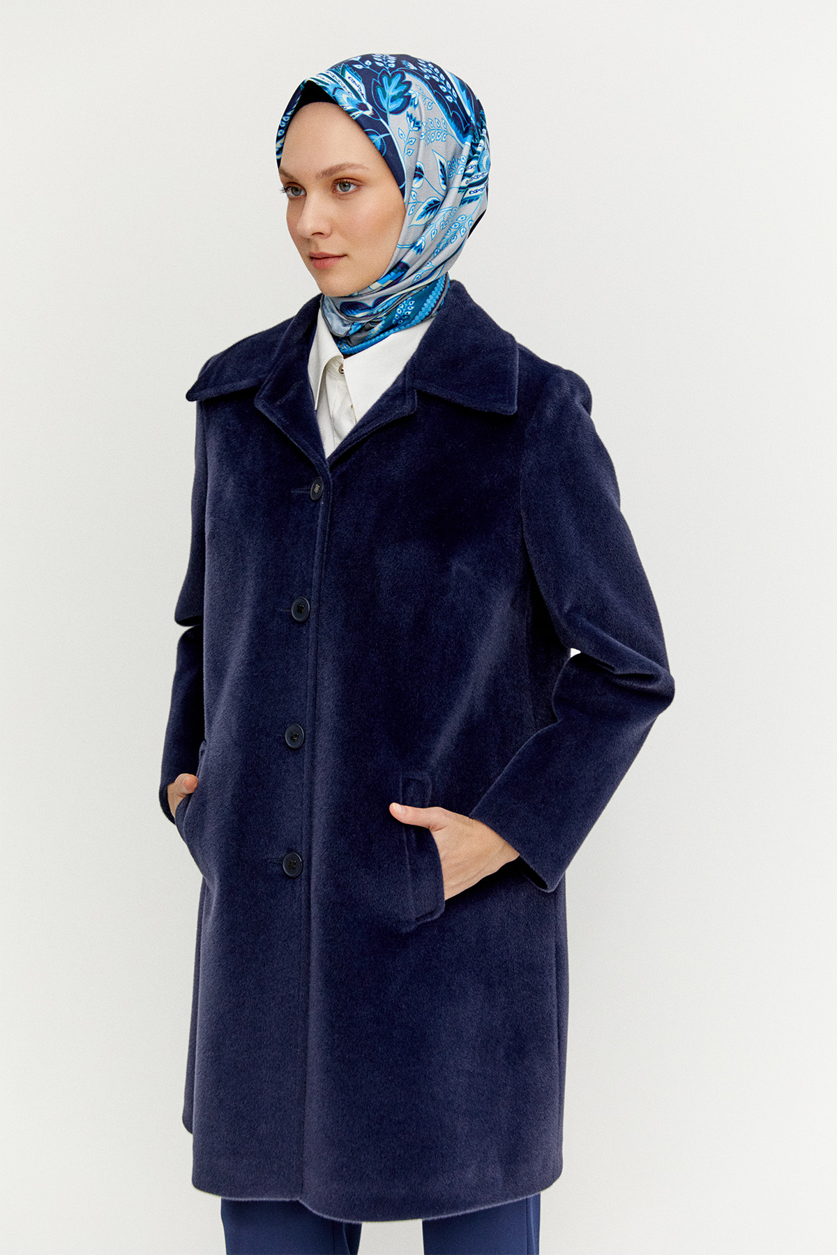 Melanjlı Kaşe Kaban Büyük Beden, Tesettür Giyim