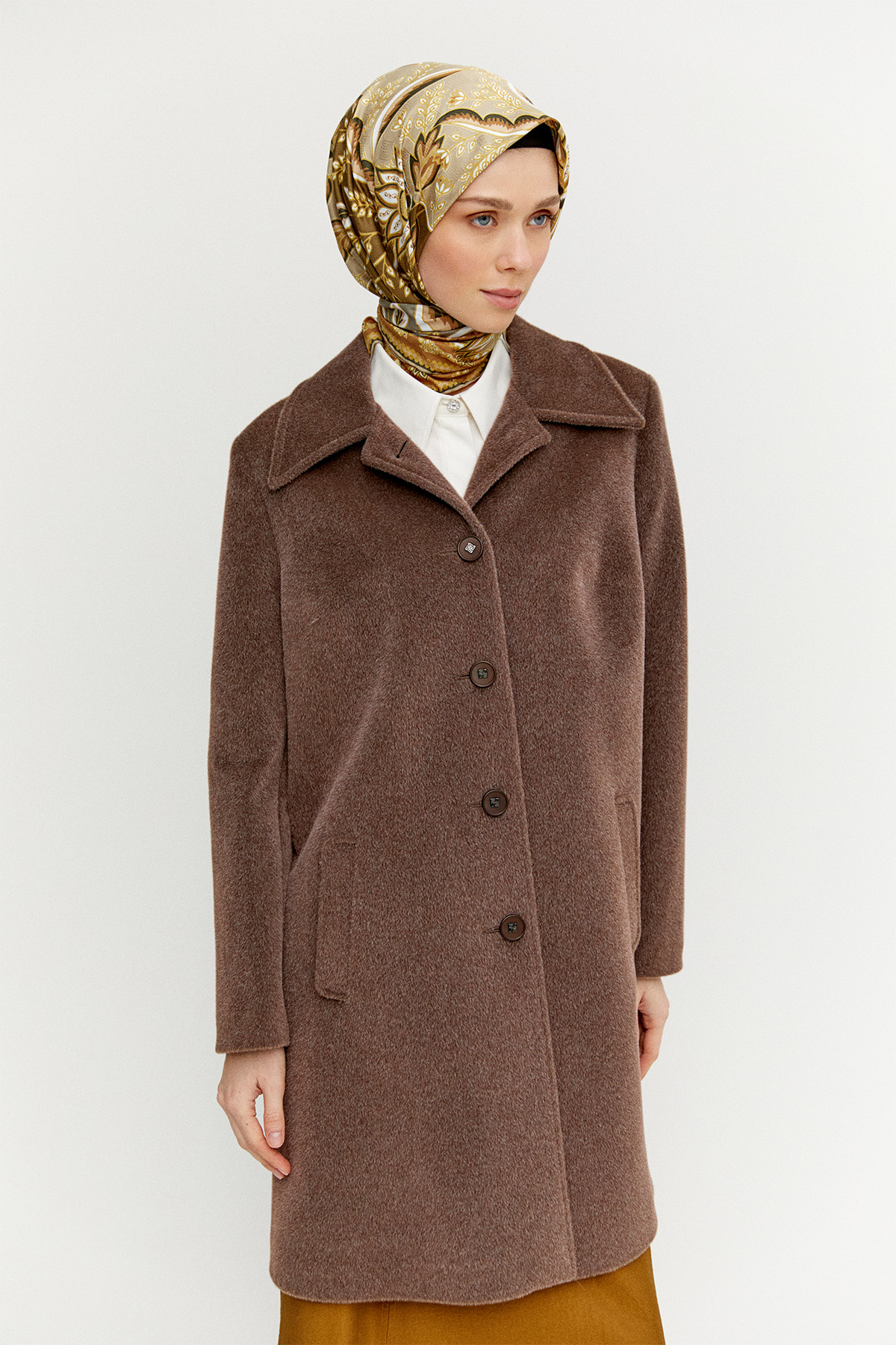 Melanjlı Şık Kaşe Kaban Büyük Beden