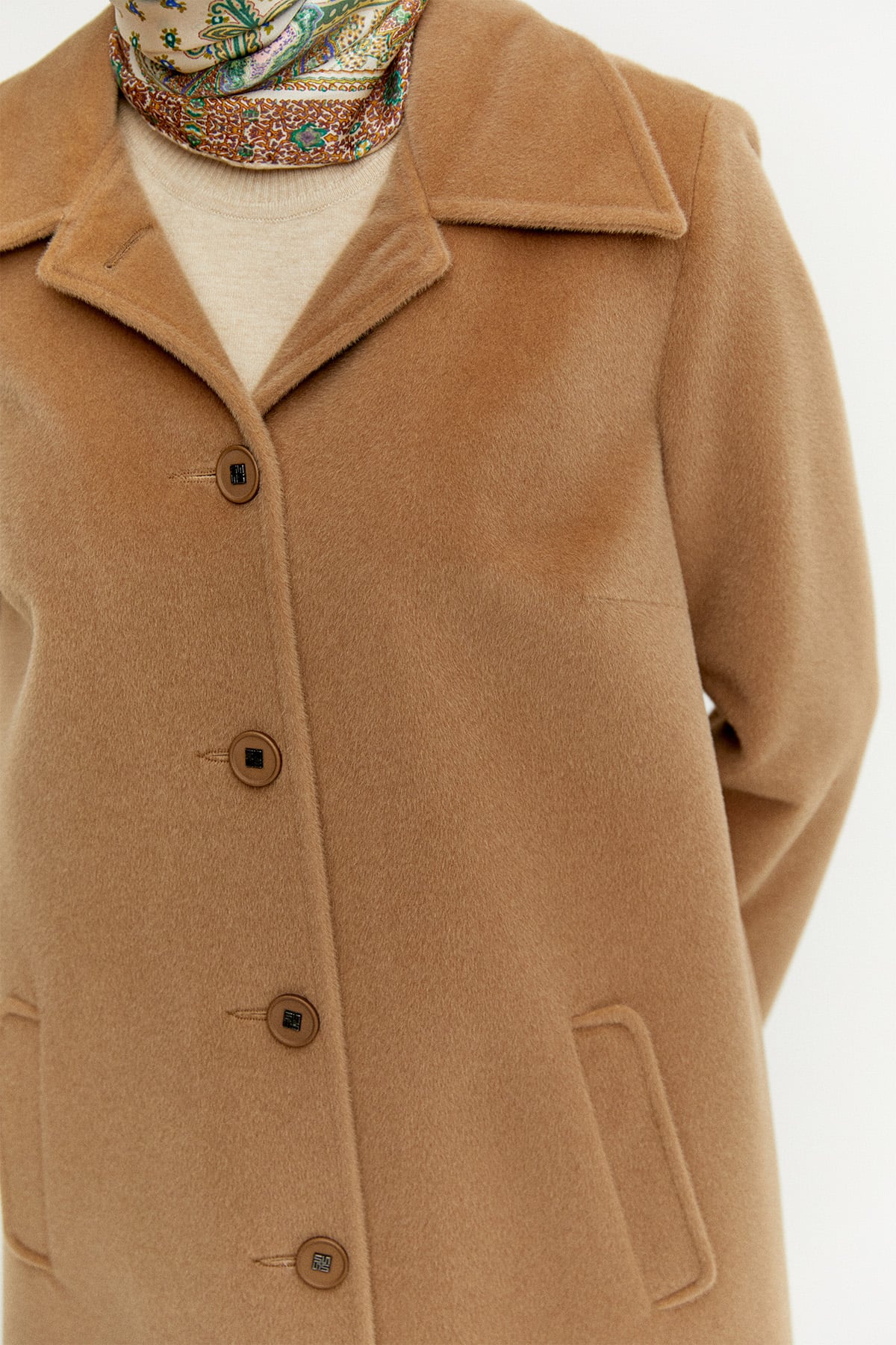 Melanjlı Kaşe Kaban Büyük Beden, Tesettür Giyim