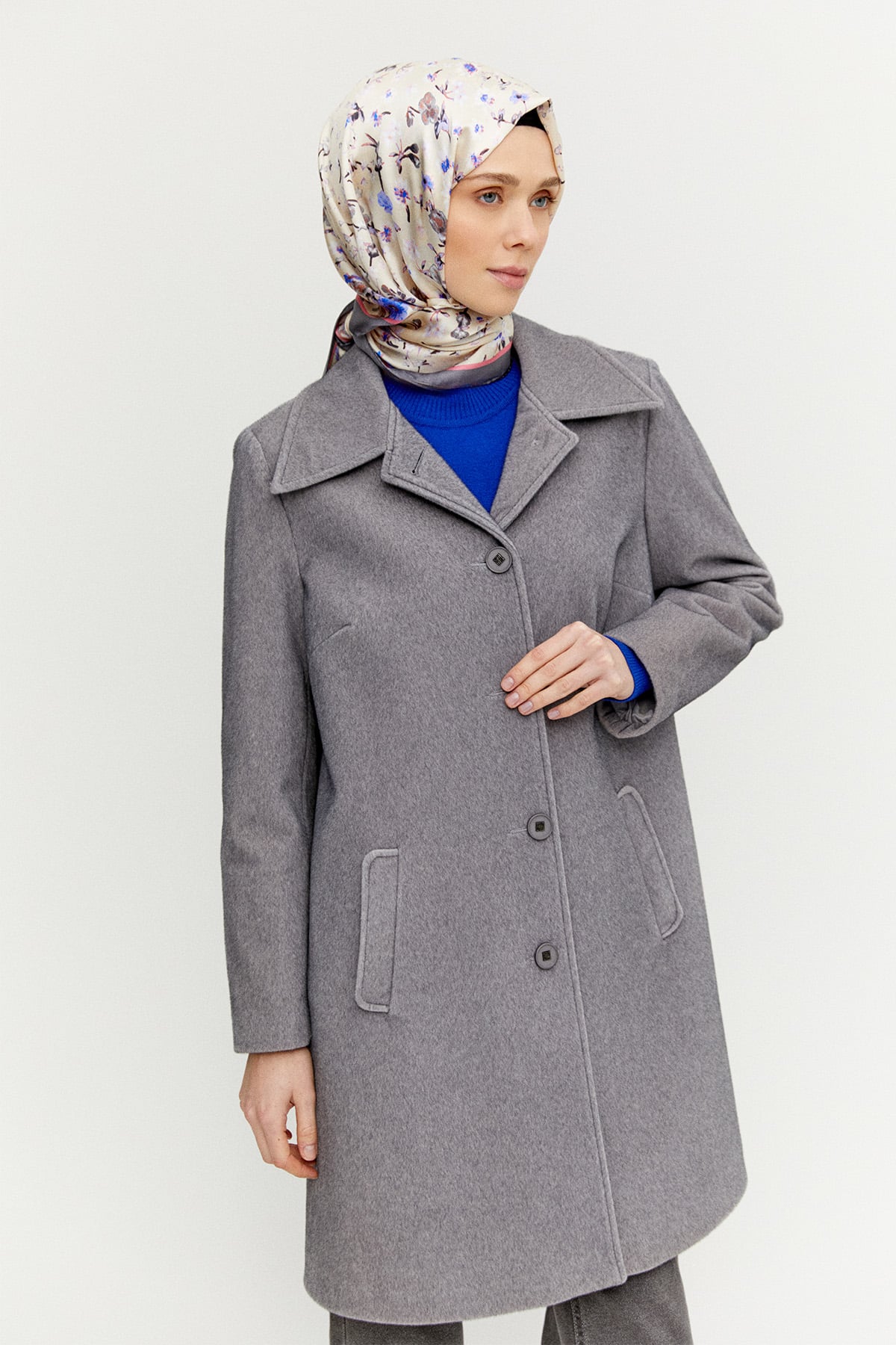 Melanjlı Kaşe Kaban Büyük Beden, Tesettür Giyim