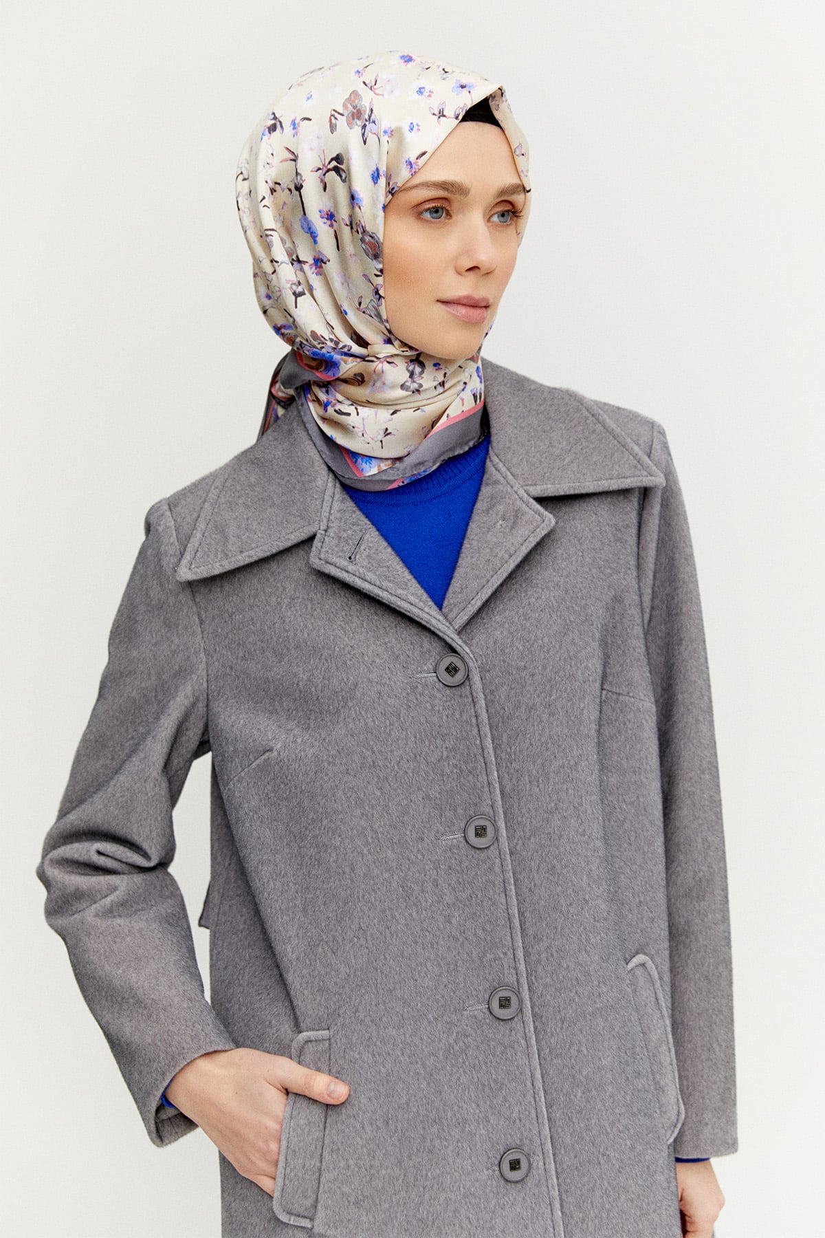 Melanjlı Kaşe Kaban Büyük Beden, Tesettür Giyim