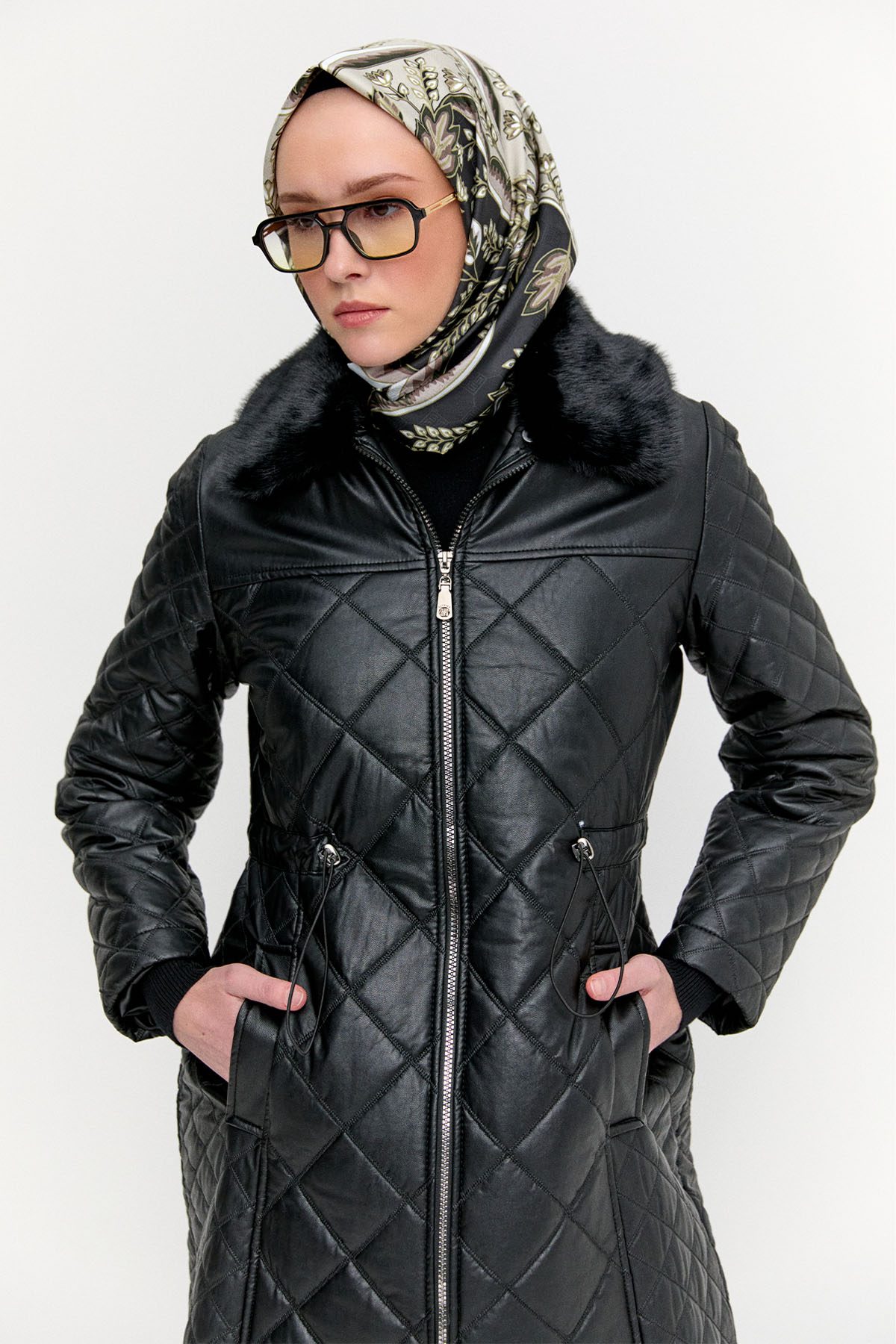 Seyyar Kürklü Stoperli Kaban, Tesettür Giyim