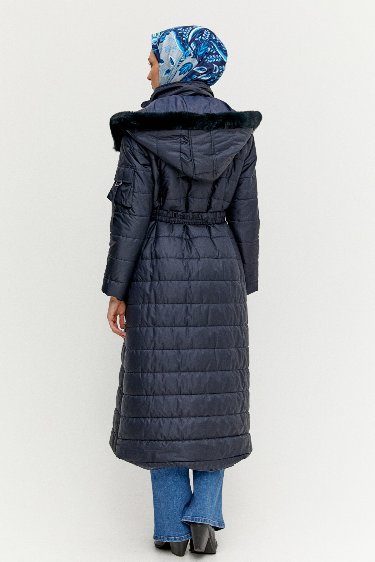 Seyyar Kapüşonlu Kapitone Kaban, Tesettür Giyim