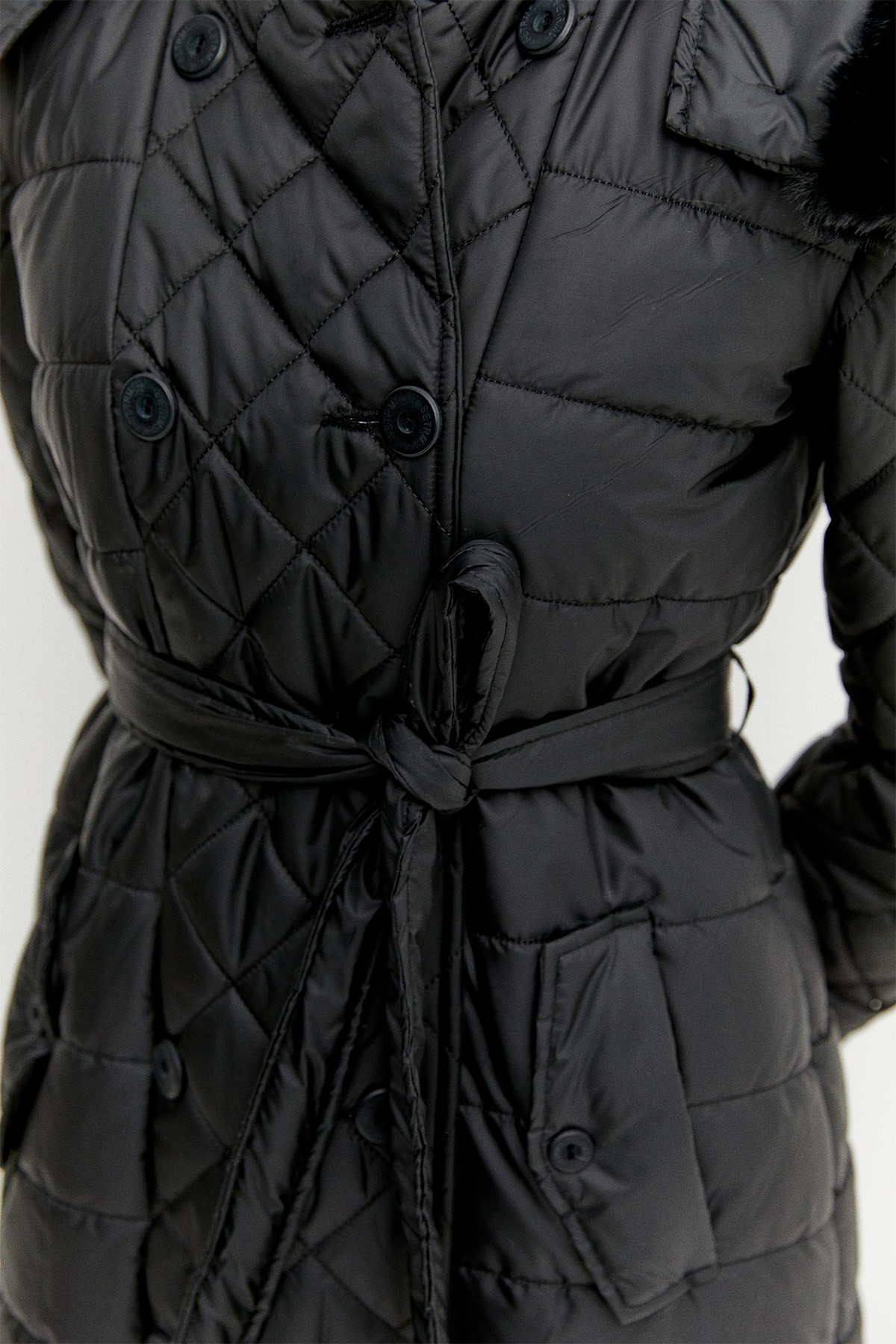 Kuşaklı Seyyar Kapüşonlu Şişme Kaban, Tesettür Giyim