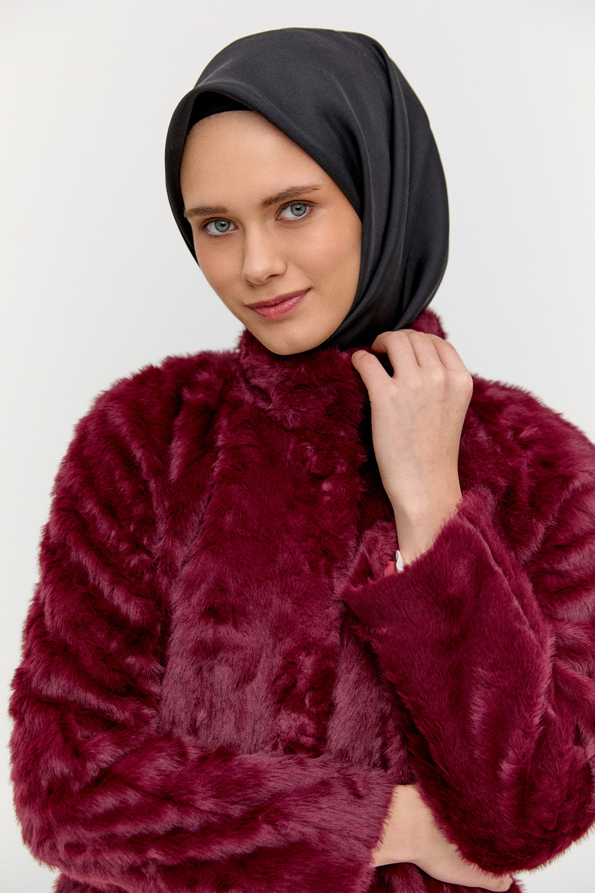 Suni Kürk Çift Cepli Kaban, Tesettür Giyim