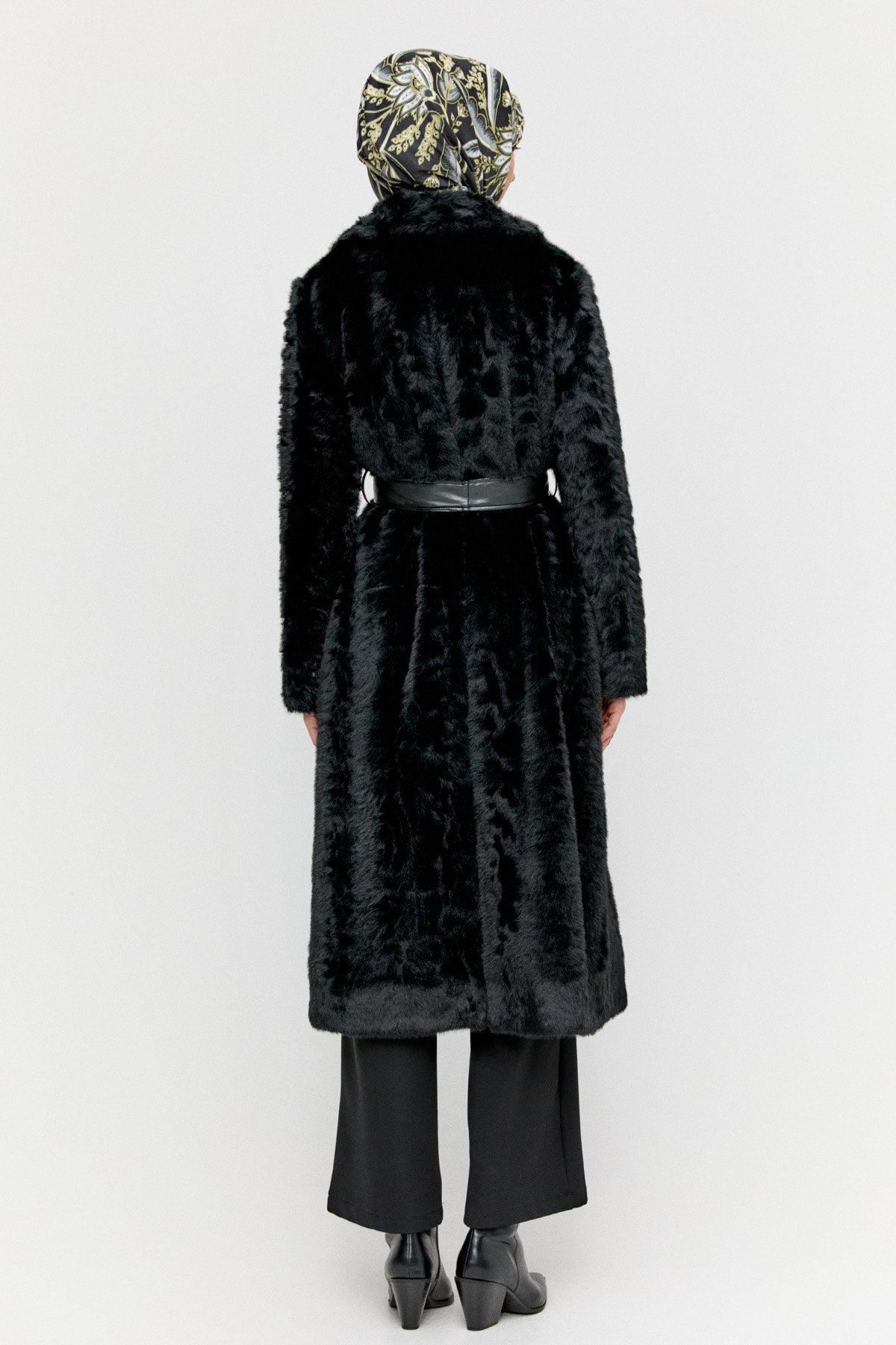 Kruvaze Suni Kürk Kaban, Tesettür Giyim