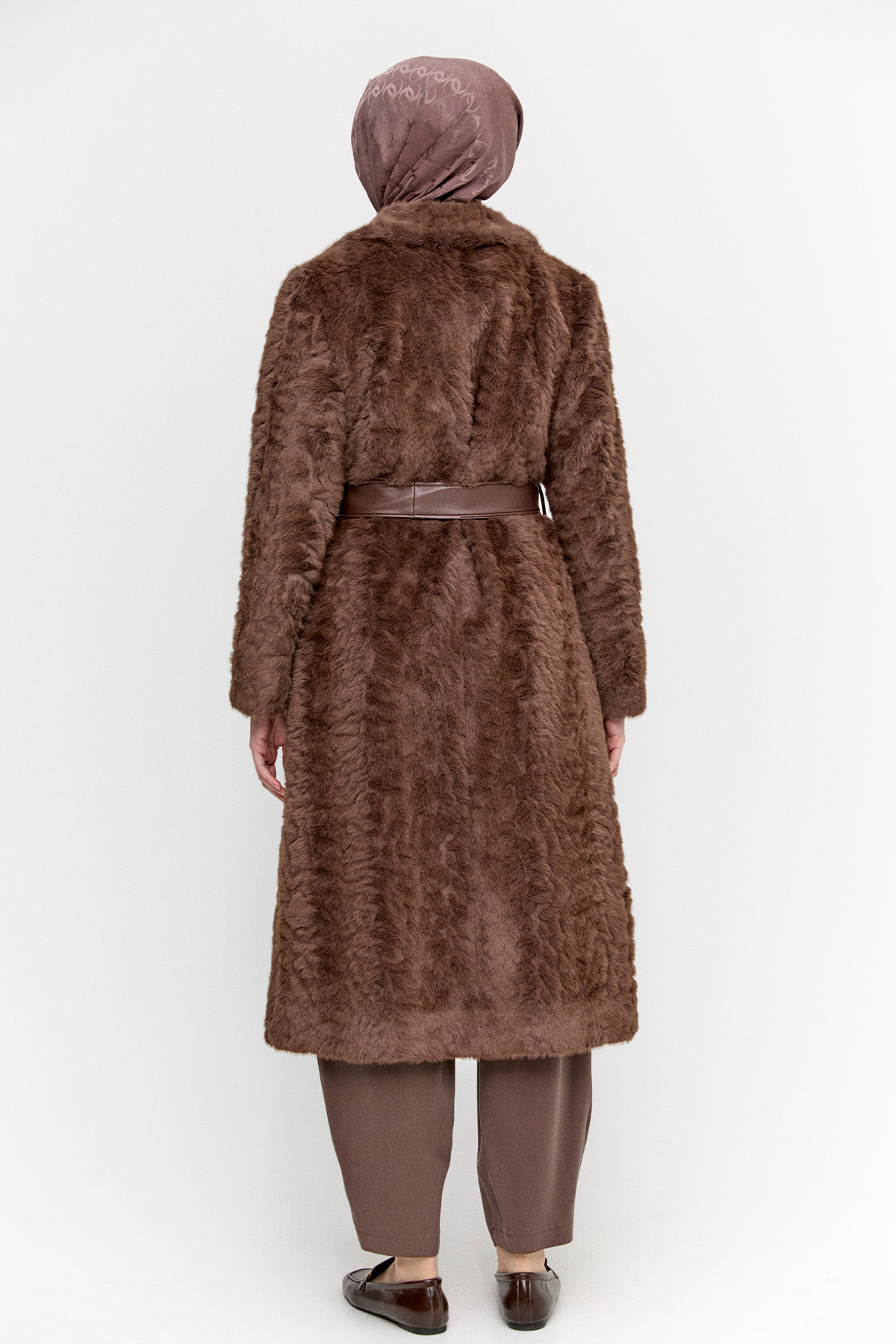 Kruvaze Suni Kürk Kaban, Tesettür Giyim