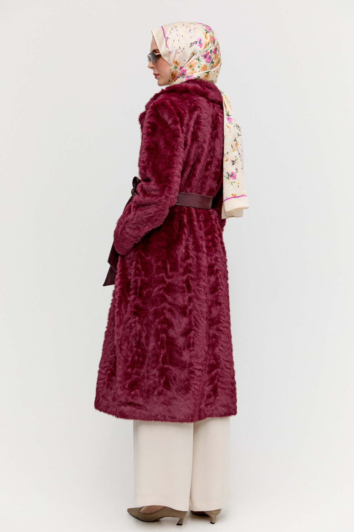 Kruvaze Suni Kürk Kaban, Tesettür Giyim