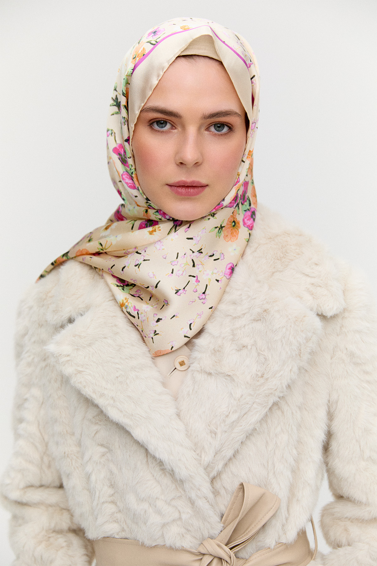 Kruvaze Suni Kürk Kaban, Tesettür Giyim