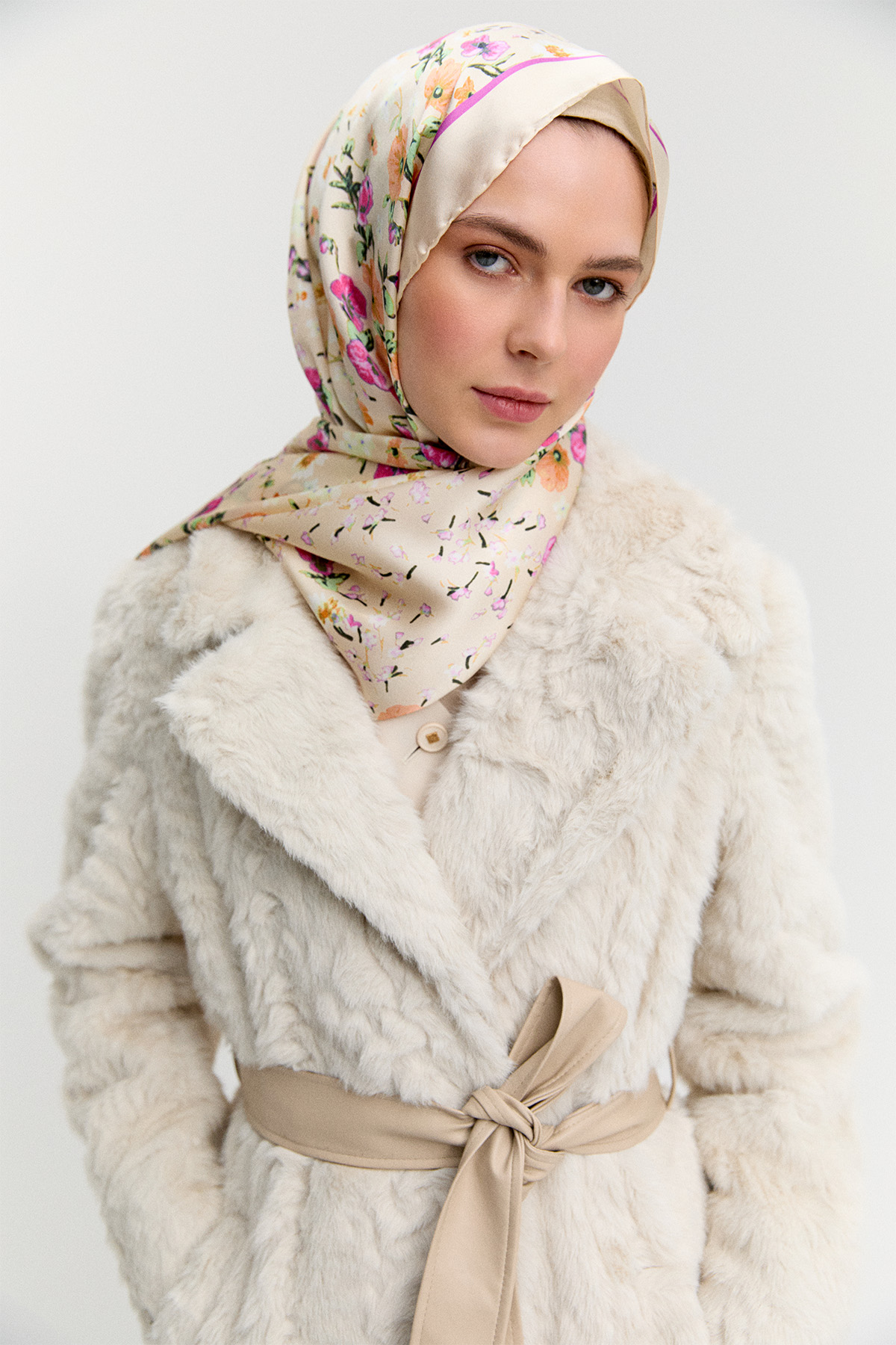 Kruvaze Suni Kürk Kaban, Tesettür Giyim