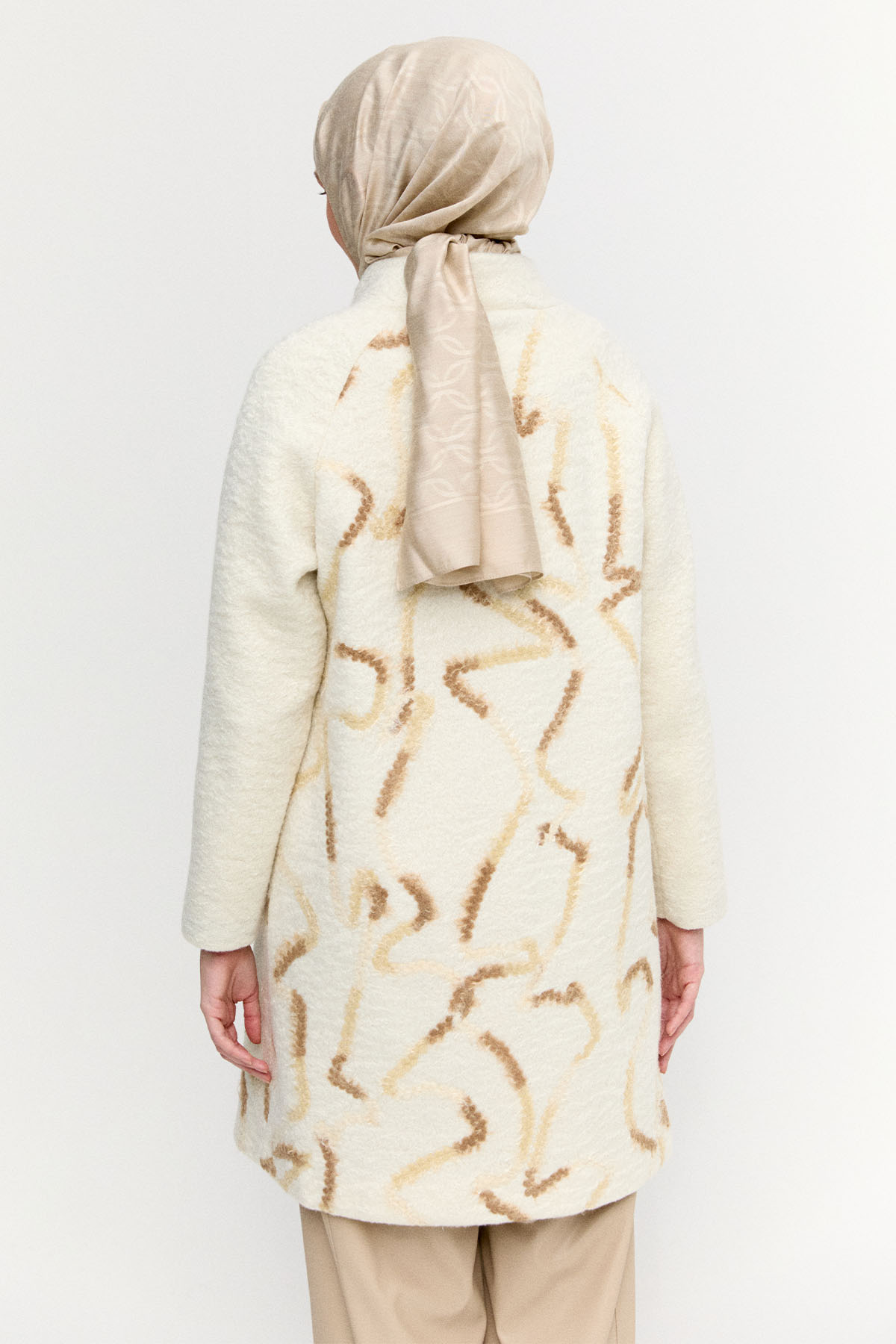 Gizli Pat İlik Düğmeli Dokulu Kaban, Tesettür Giyim