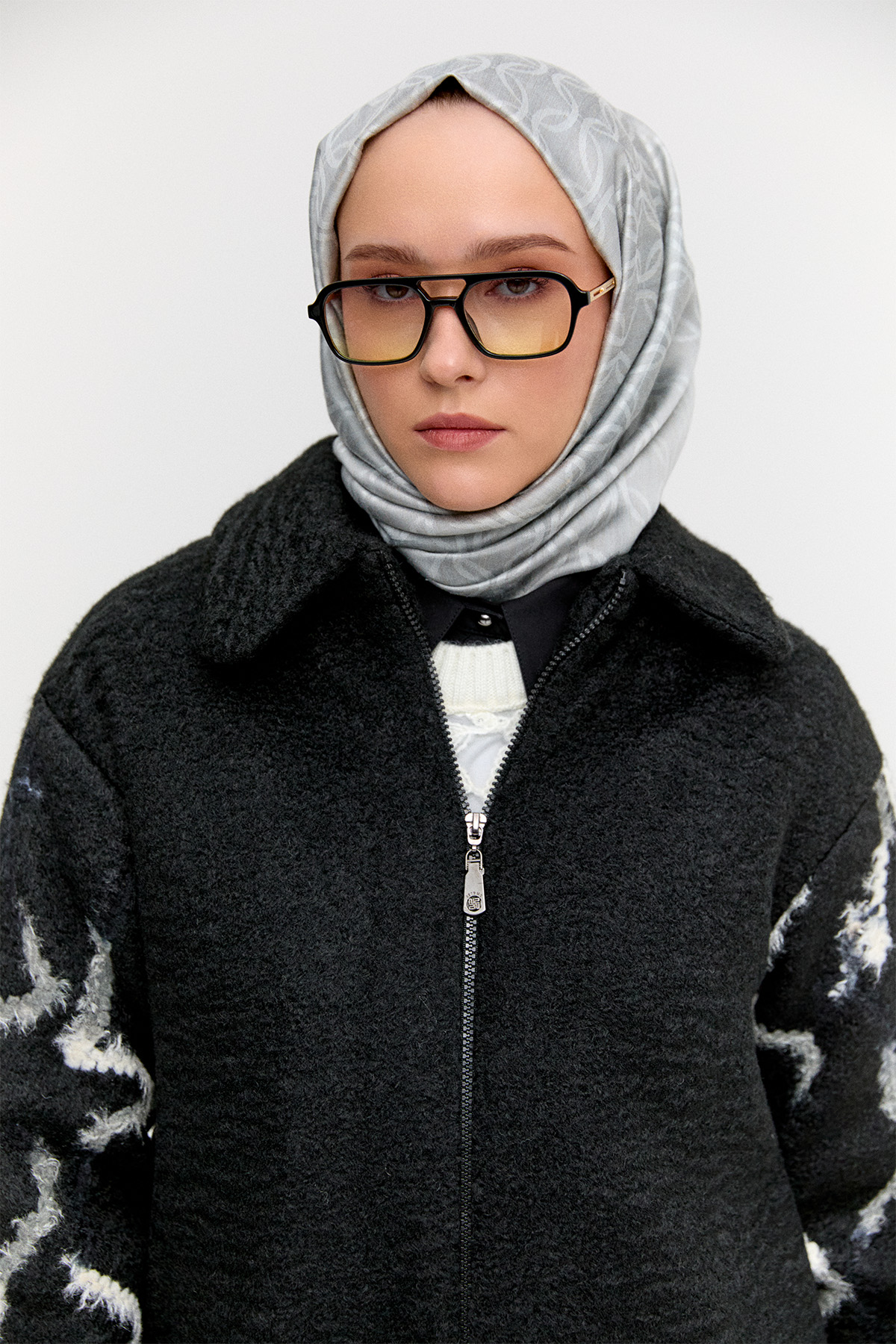 Ribanalı Fermuarlı Kaban, Tesettür Giyim