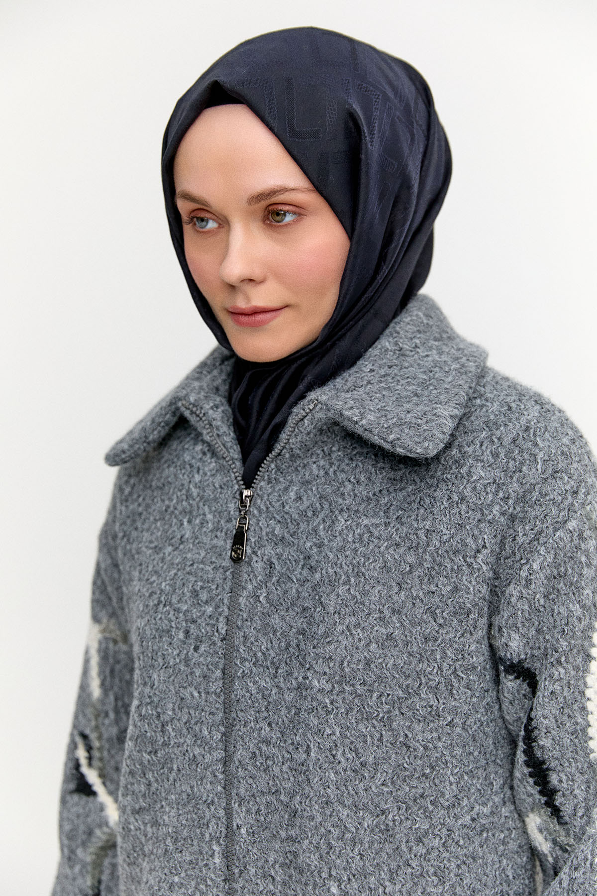 Ribanalı Fermuarlı Kaban, Tesettür Giyim