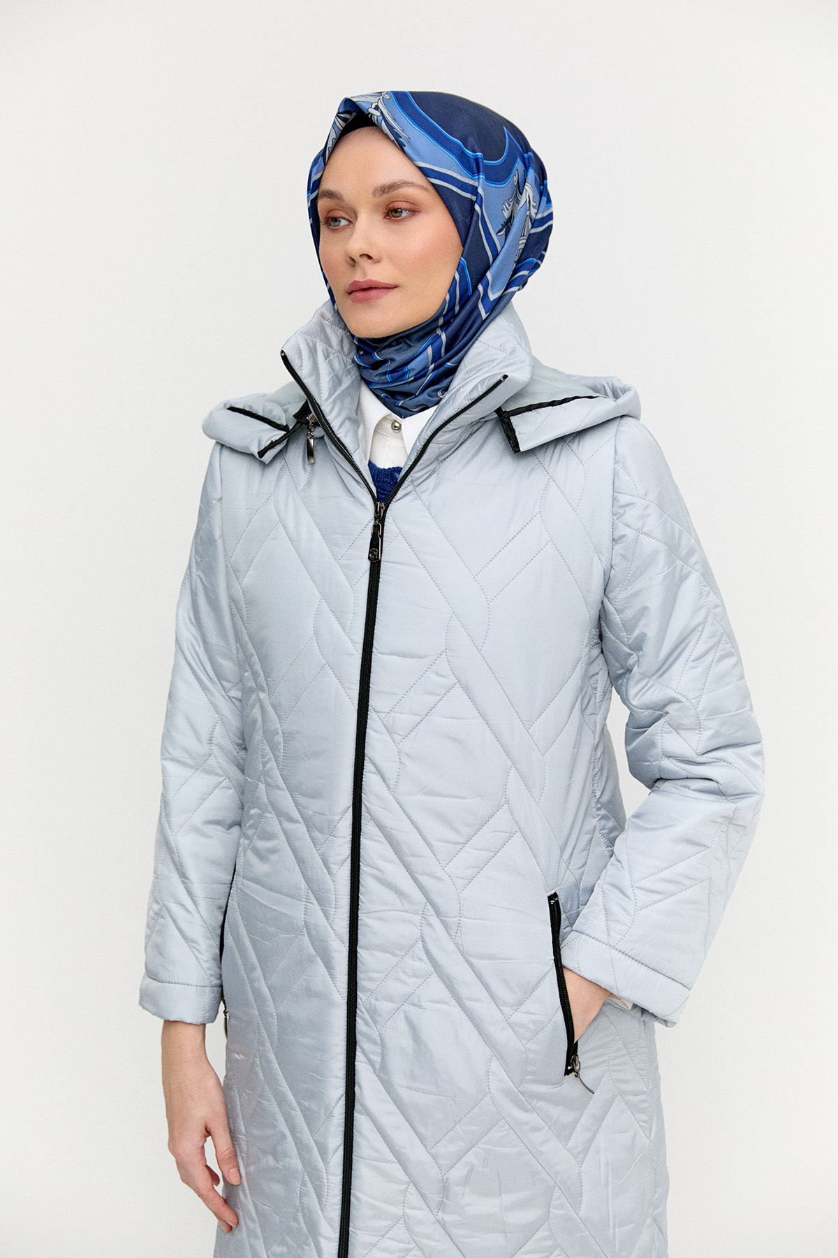 Çıt Detaylı Kapitone Kaban, Tesettür Giyim