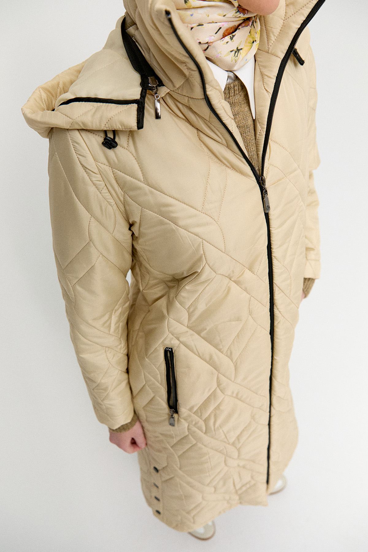 Çıt Detaylı Kapitone Kaban, Tesettür Giyim