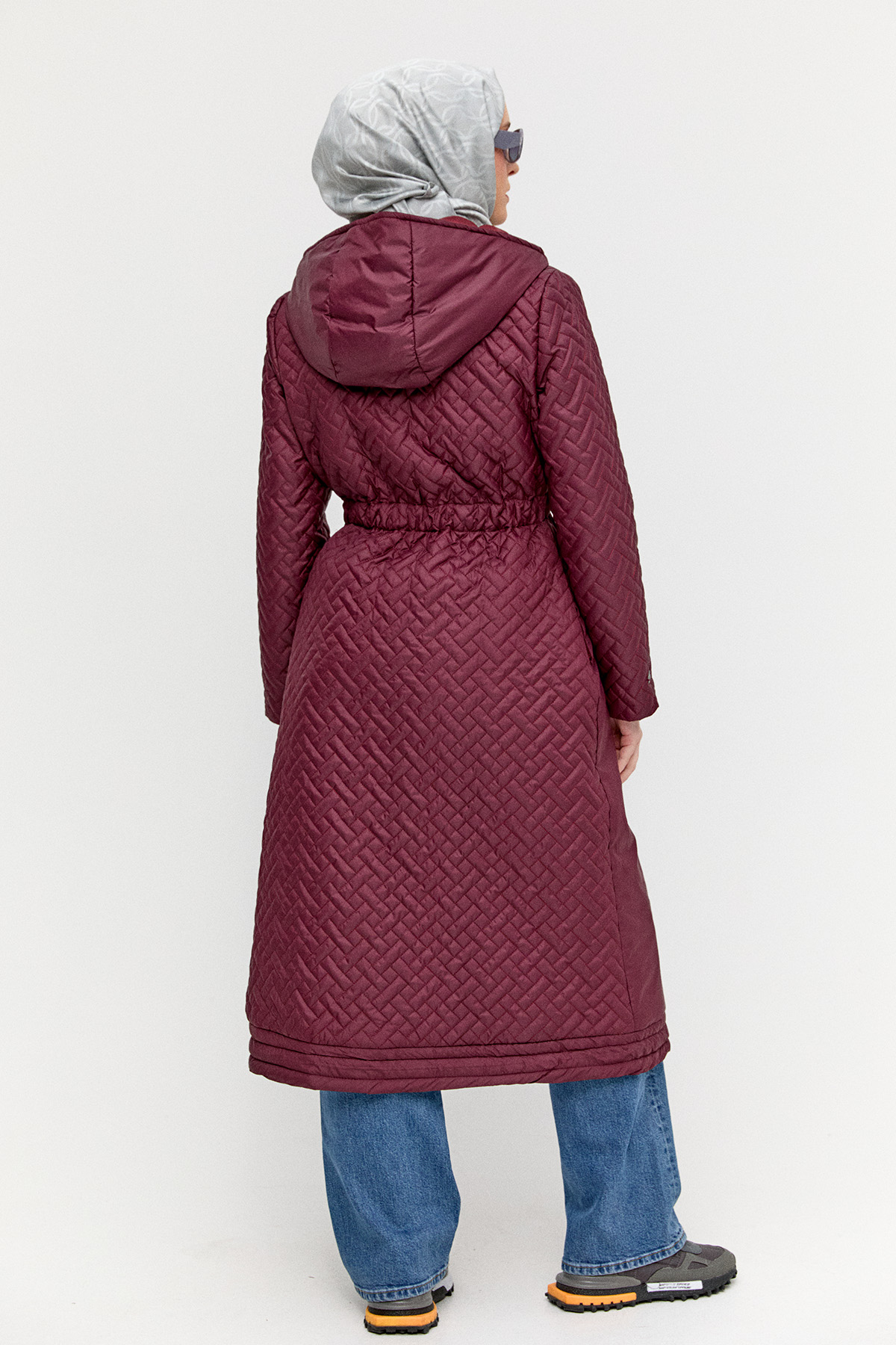 Kapüşonlu Kapitone Kaban, Tesettür Giyim